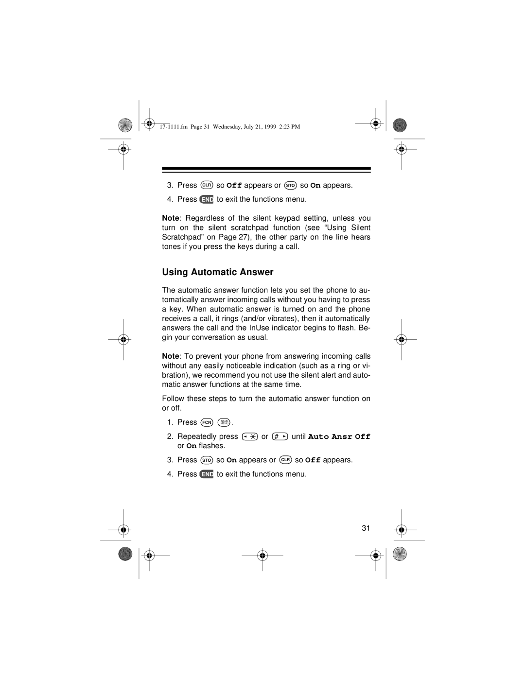 Radio Shack CT-502 owner manual Using Automatic Answer 