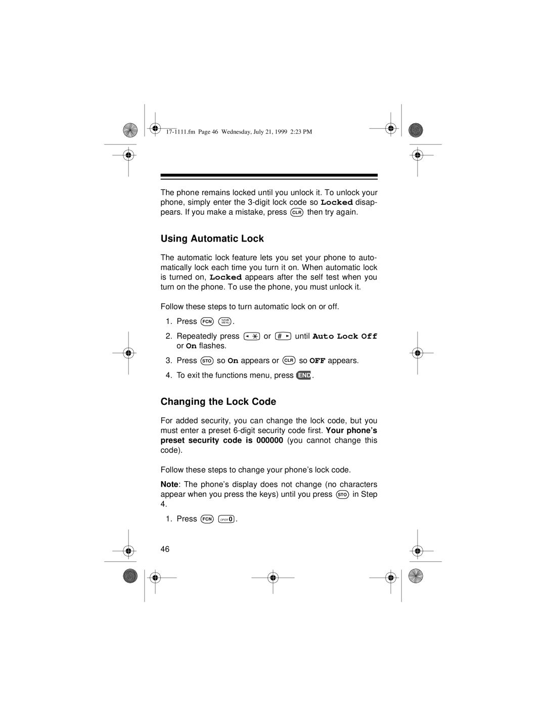 Radio Shack CT-502 owner manual Using Automatic Lock, Changing the Lock Code 