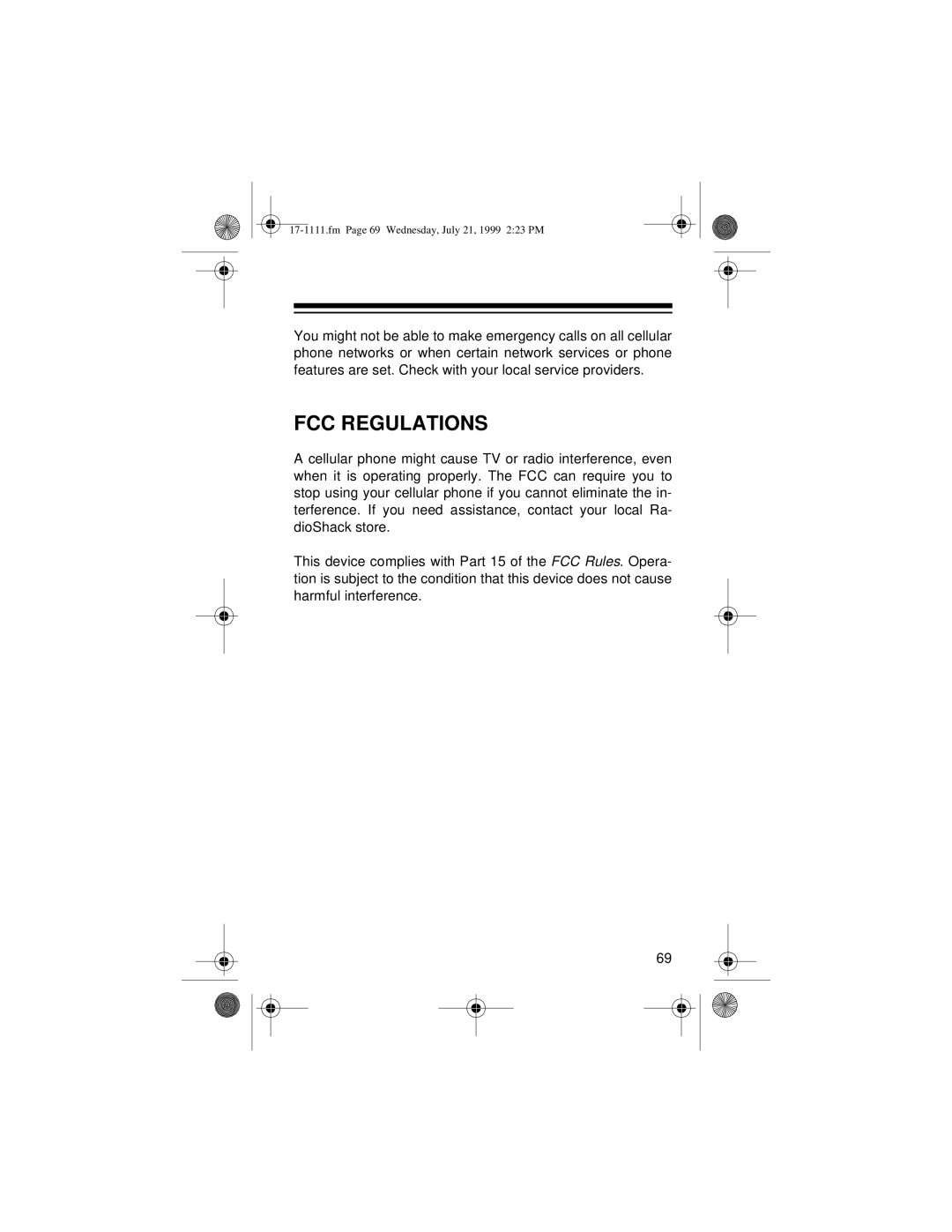 Radio Shack CT-502 owner manual FCC Regulations 