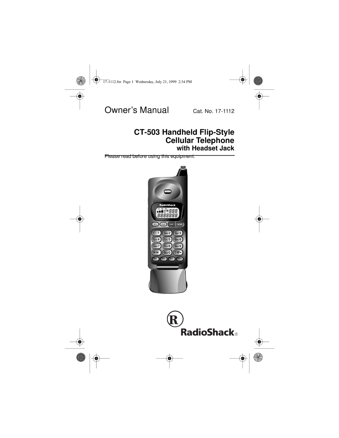 Radio Shack owner manual CT-503 Handheld Flip-Style Cellular Telephone 