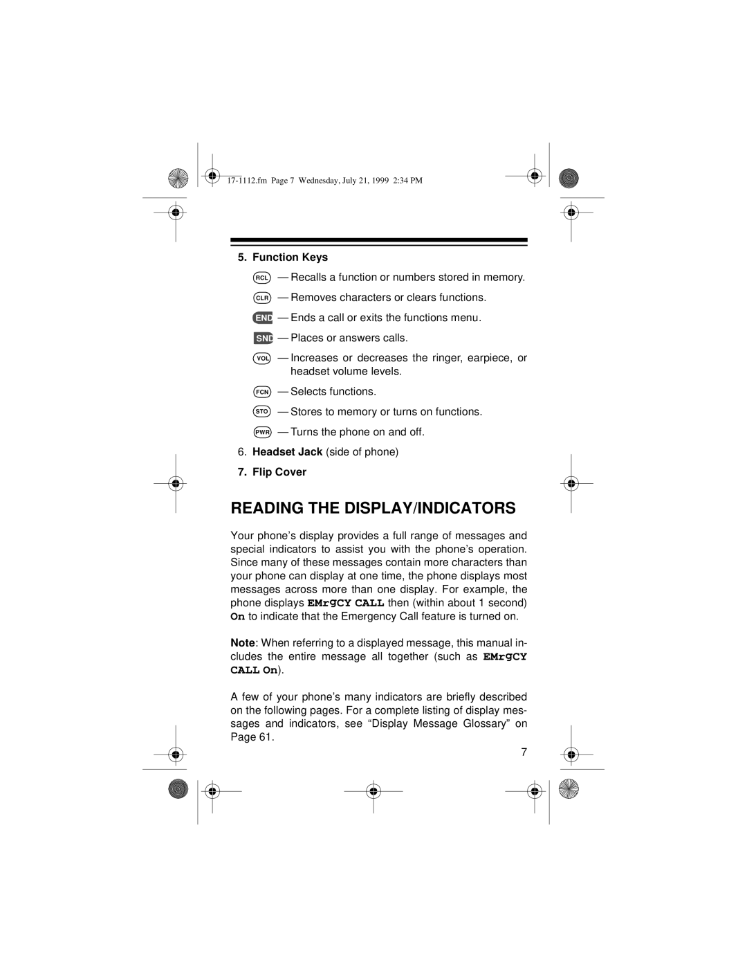 Radio Shack CT-503 owner manual Reading the DISPLAY/INDICATORS, Function Keys, Flip Cover 