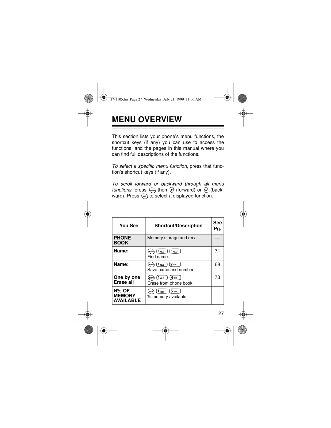 Radio Shack CT-600 owner manual Menu Overview, Book 