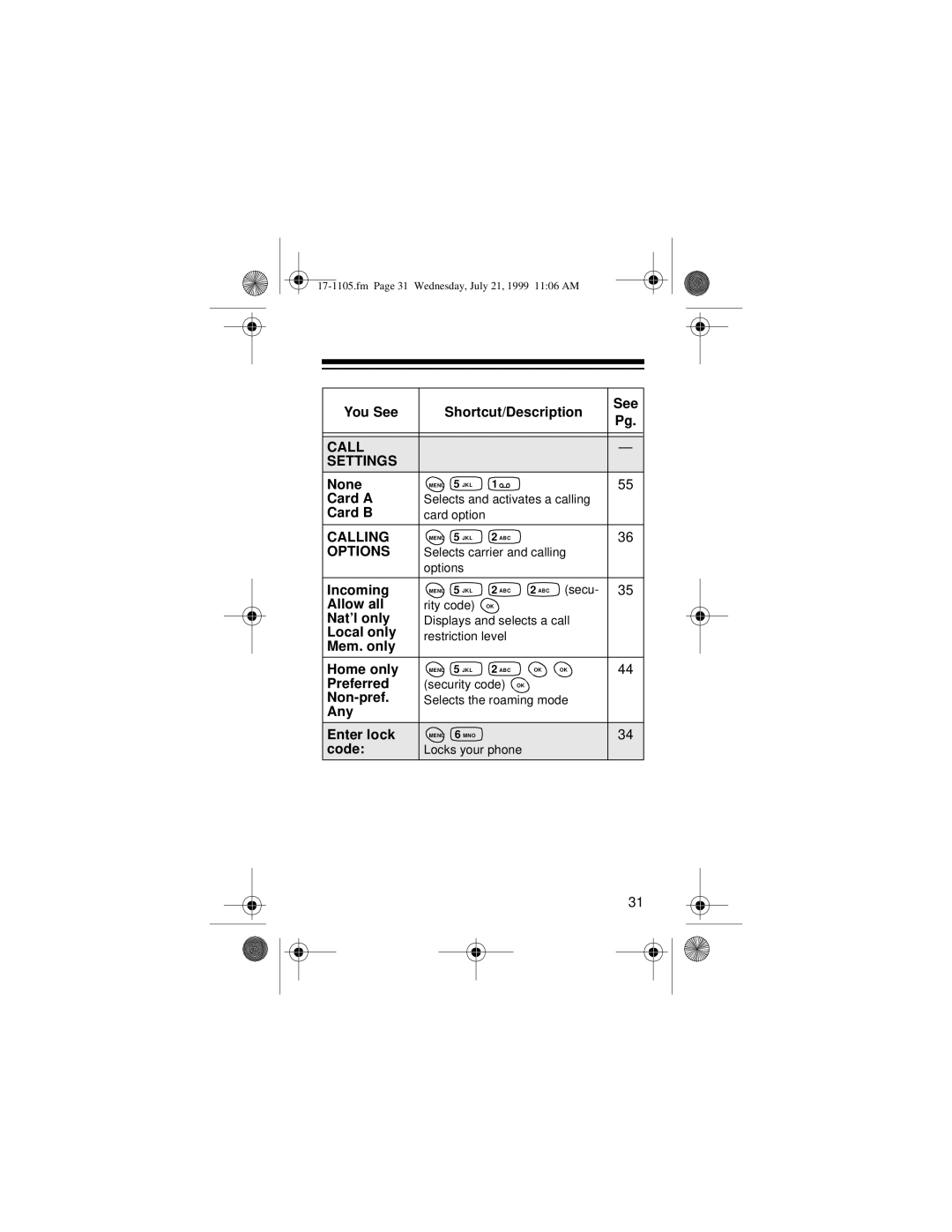 Radio Shack CT-600 owner manual Call Settings 