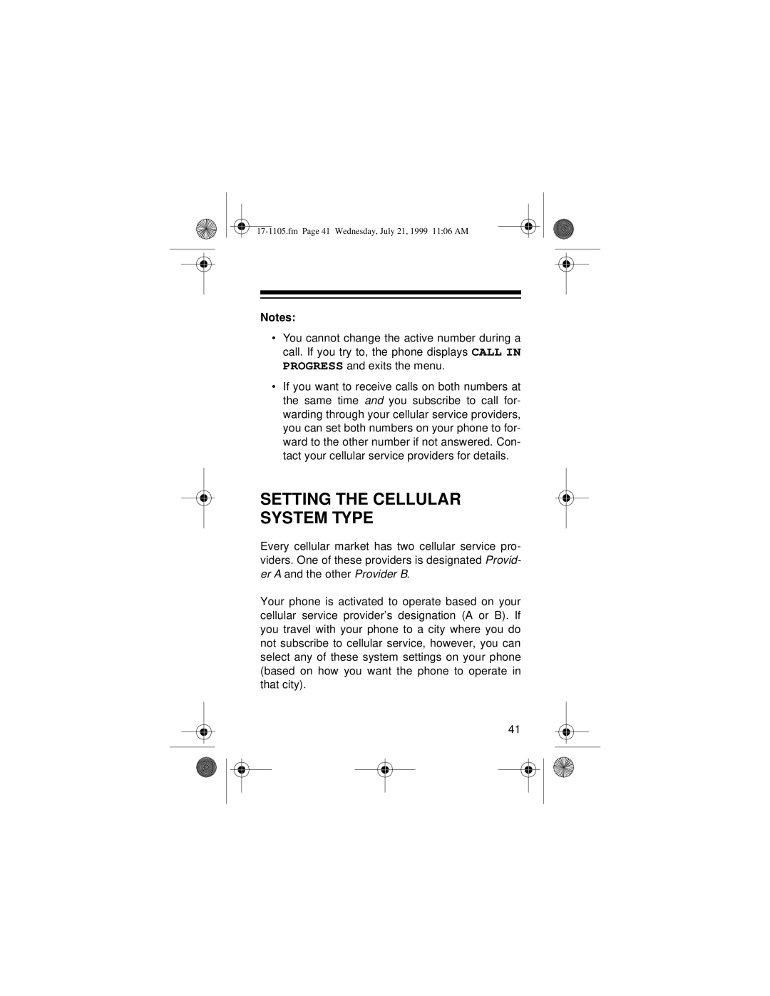 Radio Shack CT-600 owner manual Setting the Cellular System Type 