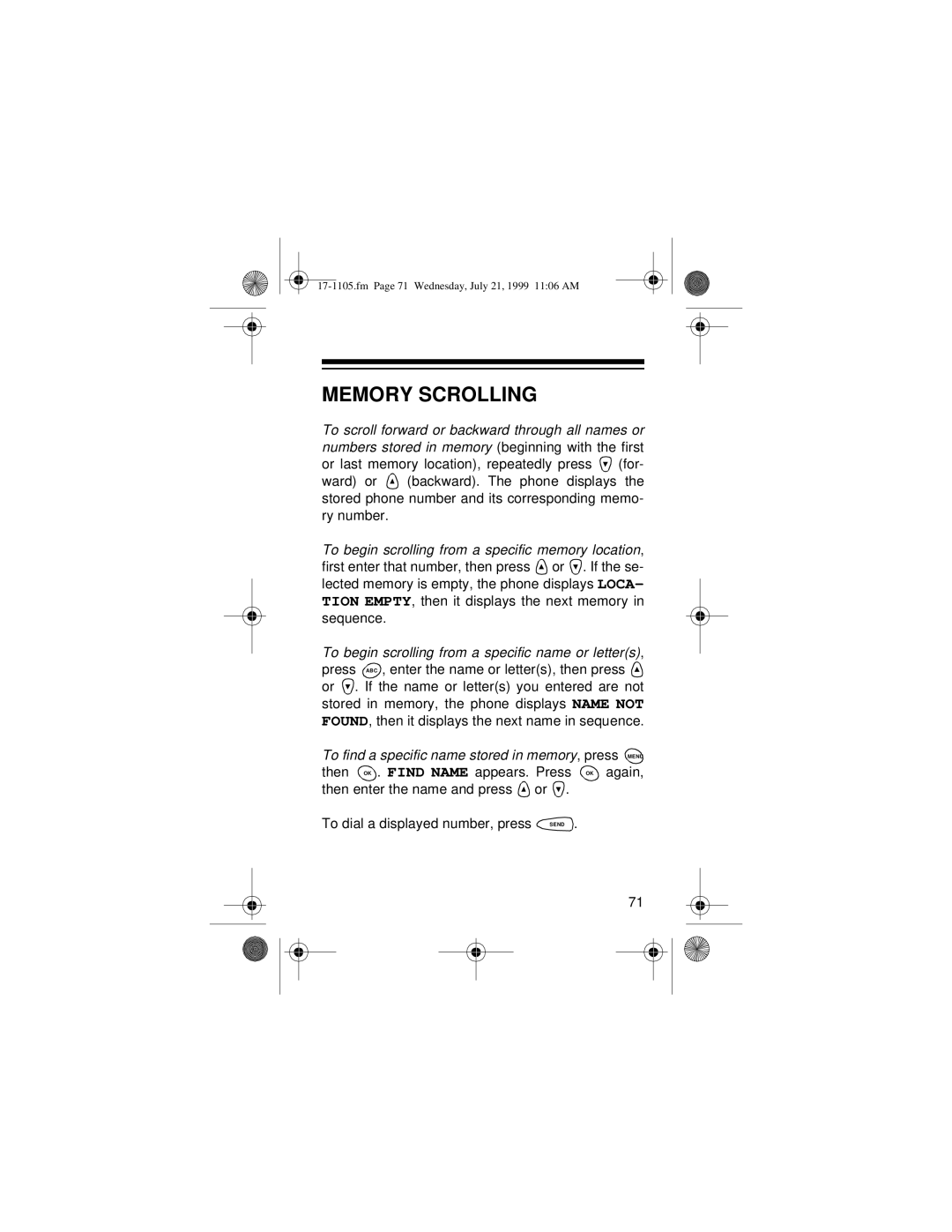 Radio Shack CT-600 owner manual Memory Scrolling 