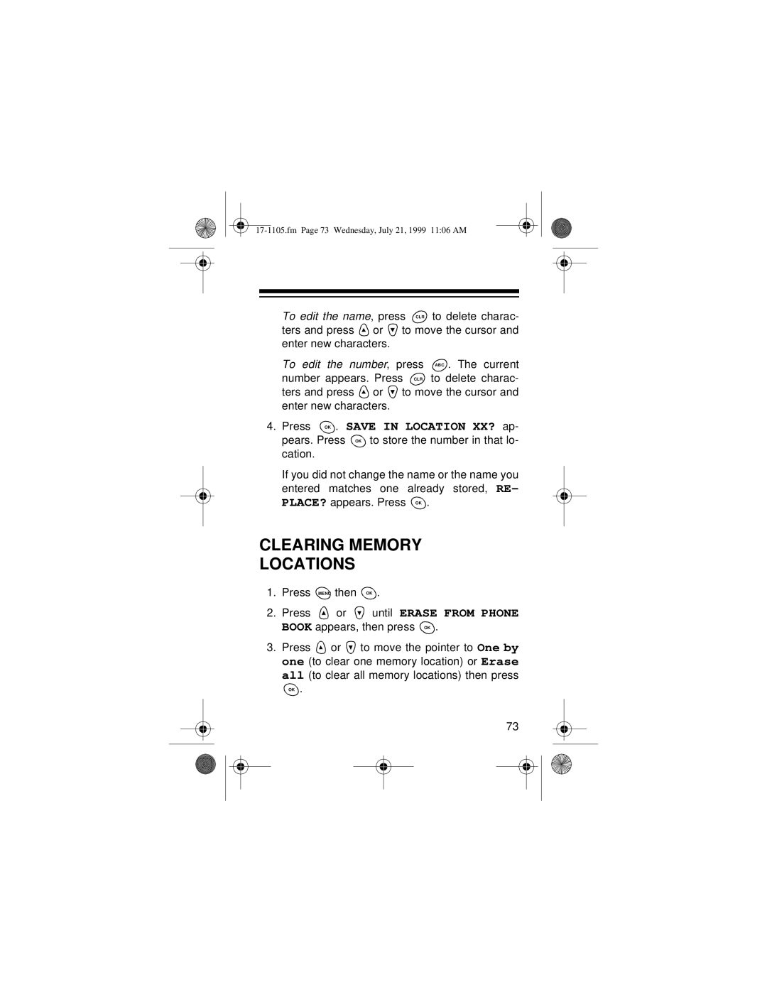 Radio Shack CT-600 owner manual Clearing Memory Locations 