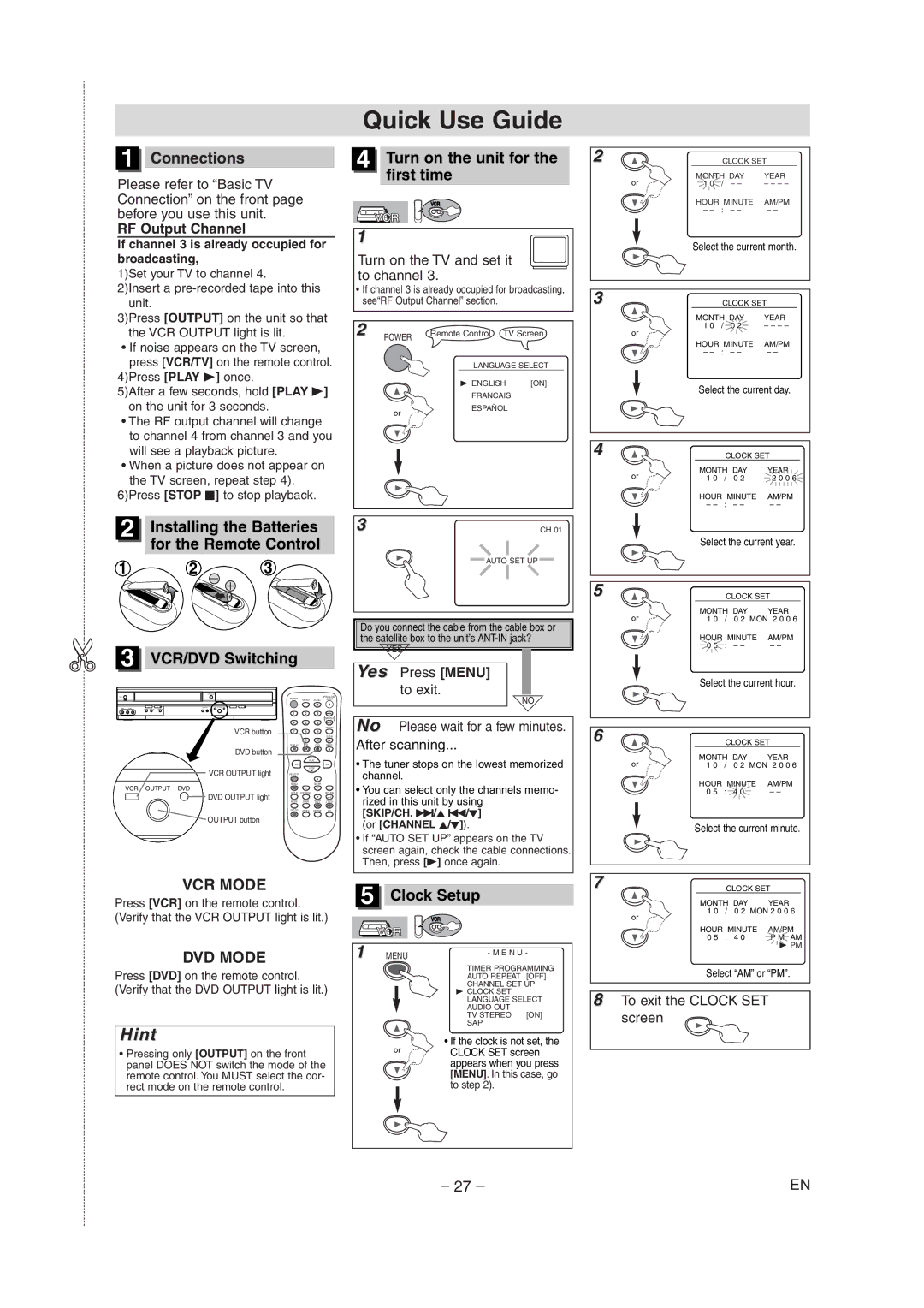 Radio Shack DVD / VCR owner manual Quick Use Guide, Connections 