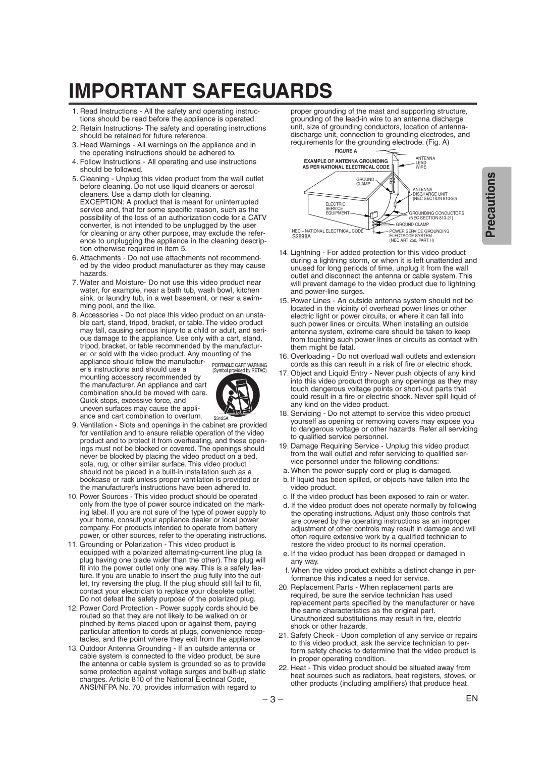 Radio Shack DVD / VCR owner manual Important Safeguards 