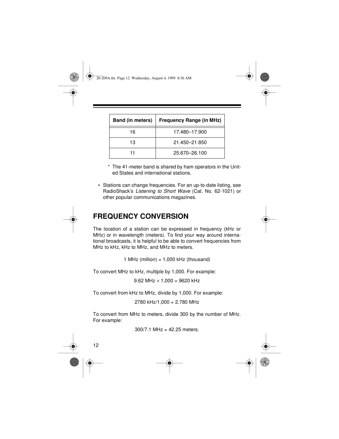 Radio Shack DX-350 owner manual Frequency Conversion 