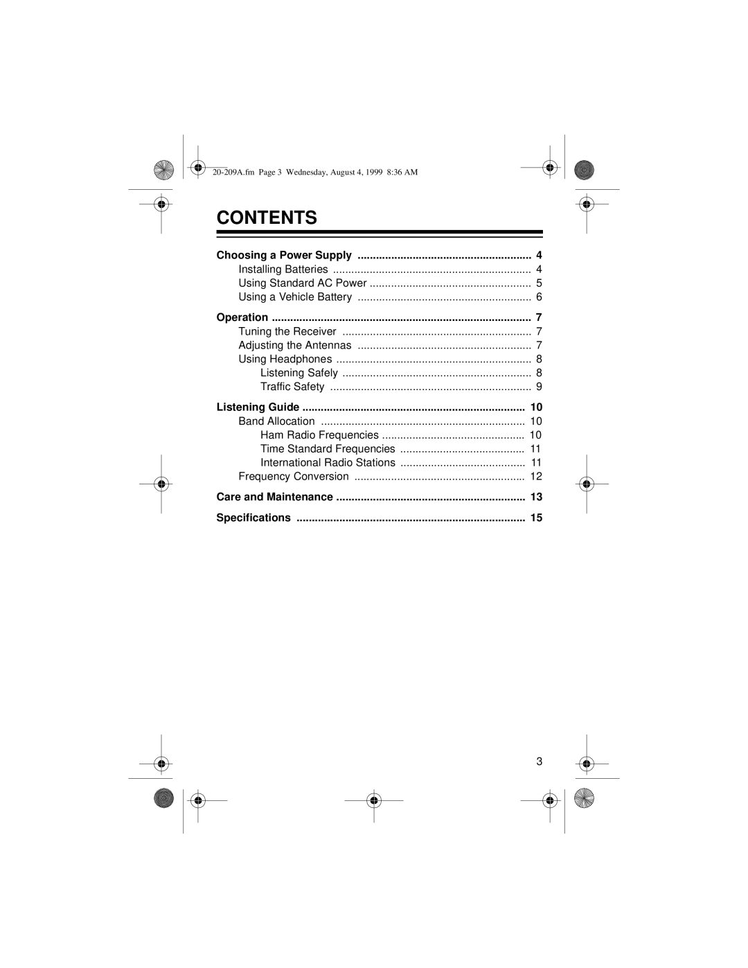 Radio Shack DX-350 owner manual Contents 