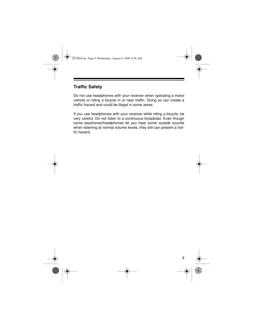 Radio Shack DX-350 owner manual Traffic Safety 