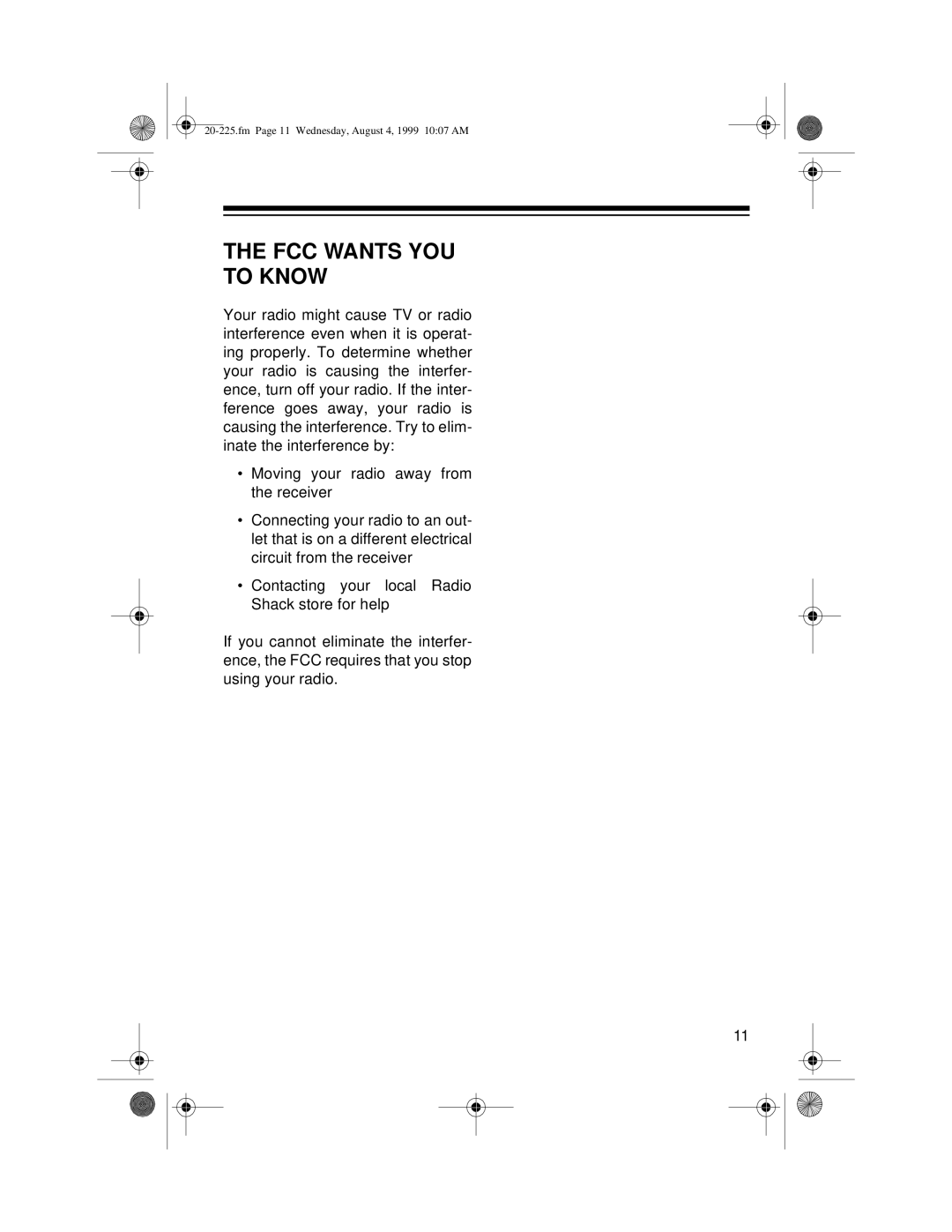 Radio Shack DX-395 owner manual FCC Wants YOU To Know 