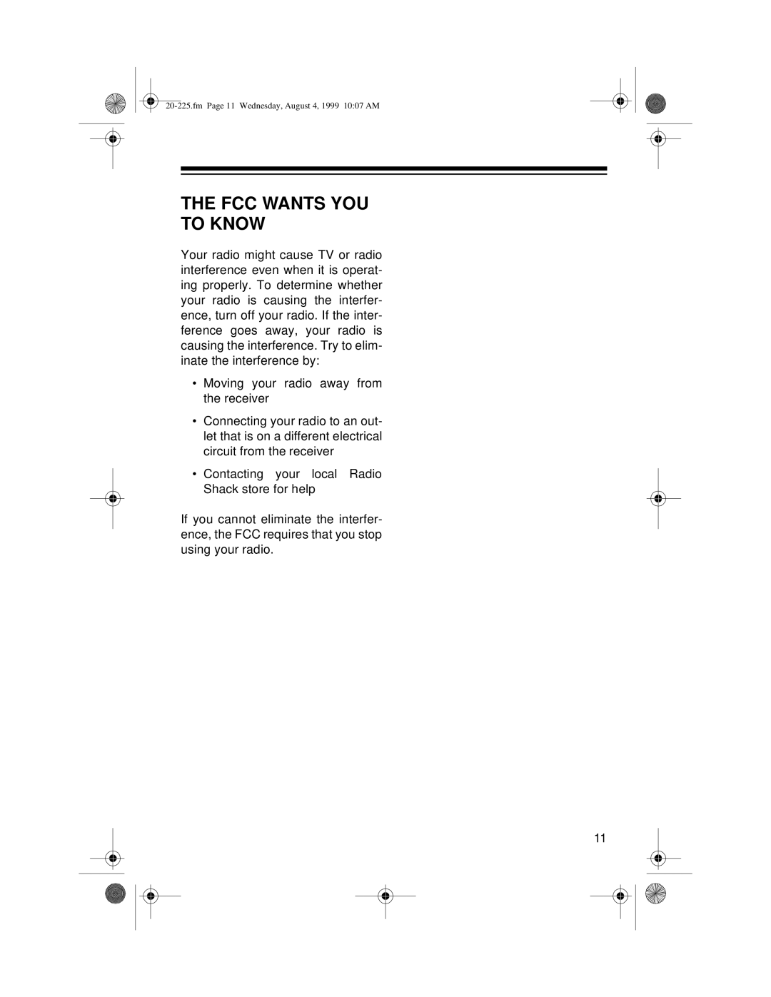 Radio Shack DX-395 owner manual The Fcc Wants You To Know 