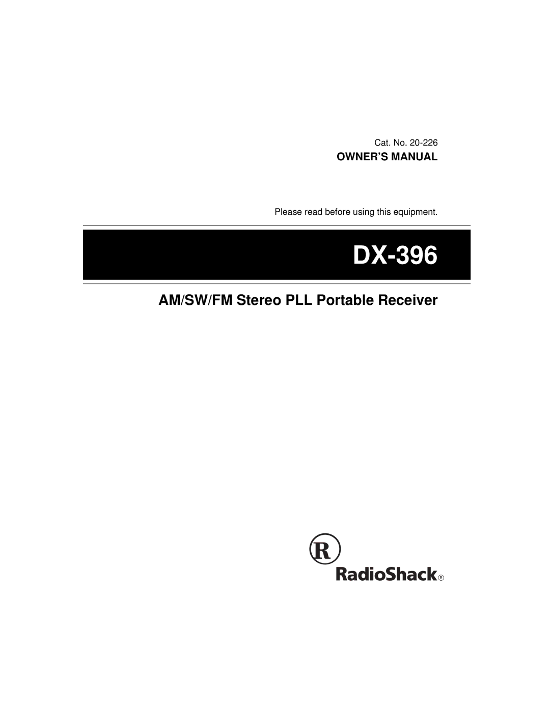 Radio Shack DX-396 owner manual 