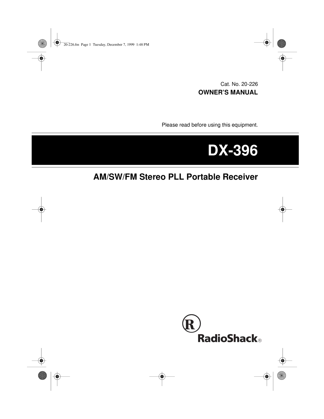 Radio Shack DX-396 owner manual 