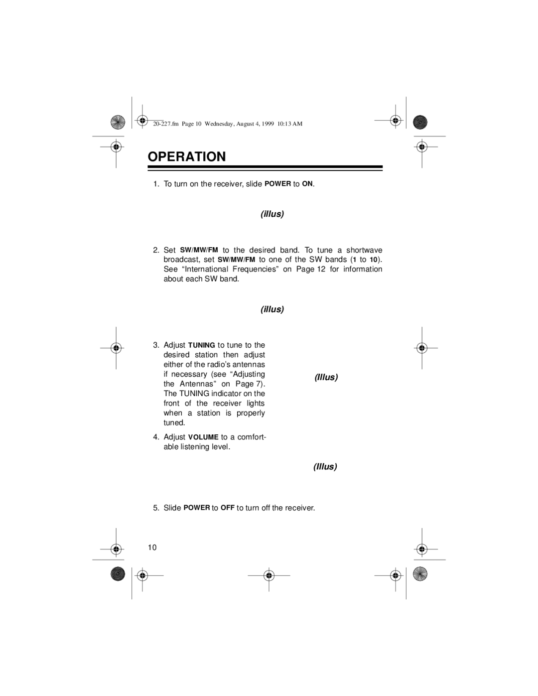 Radio Shack DX-397 owner manual Operation 