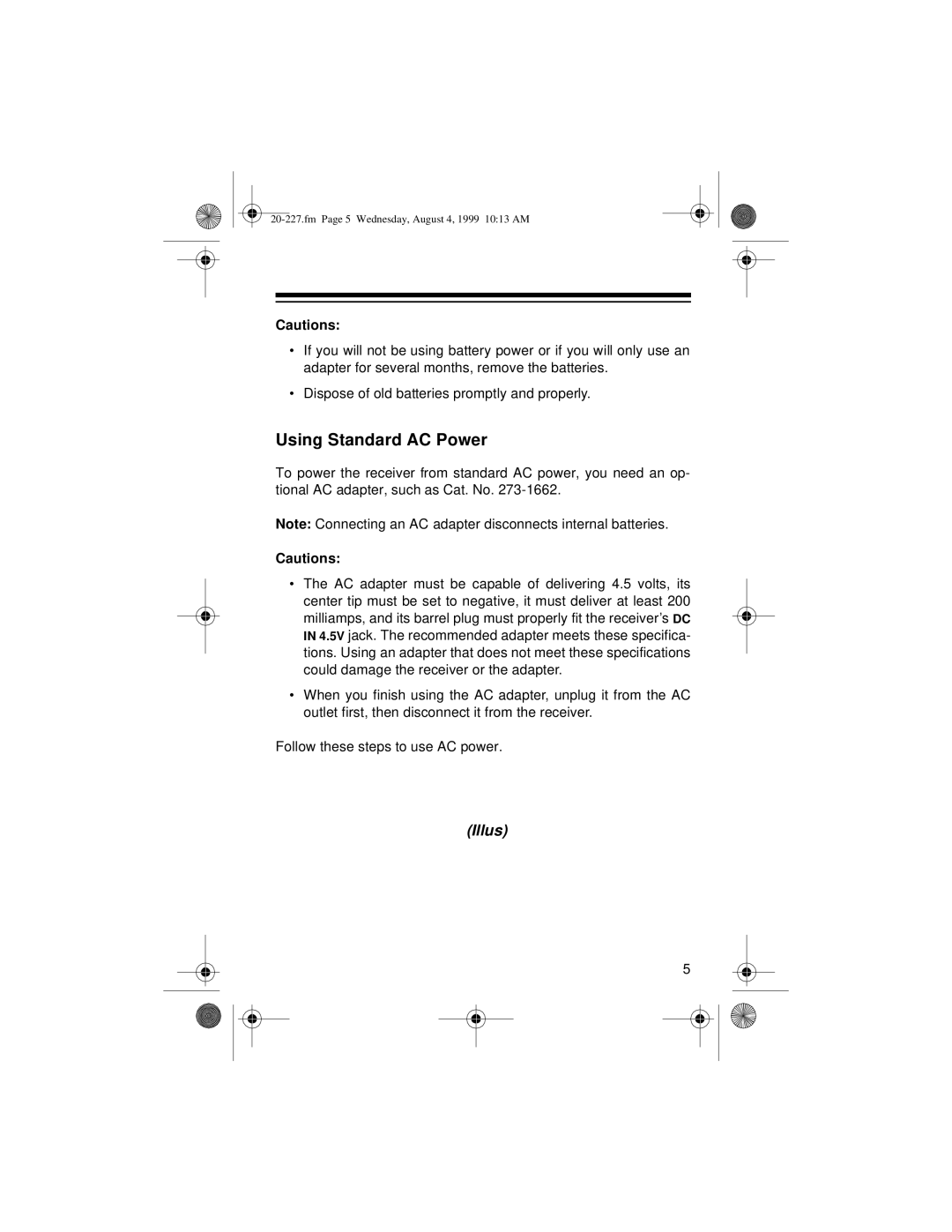 Radio Shack DX-397 owner manual Using Standard AC Power 