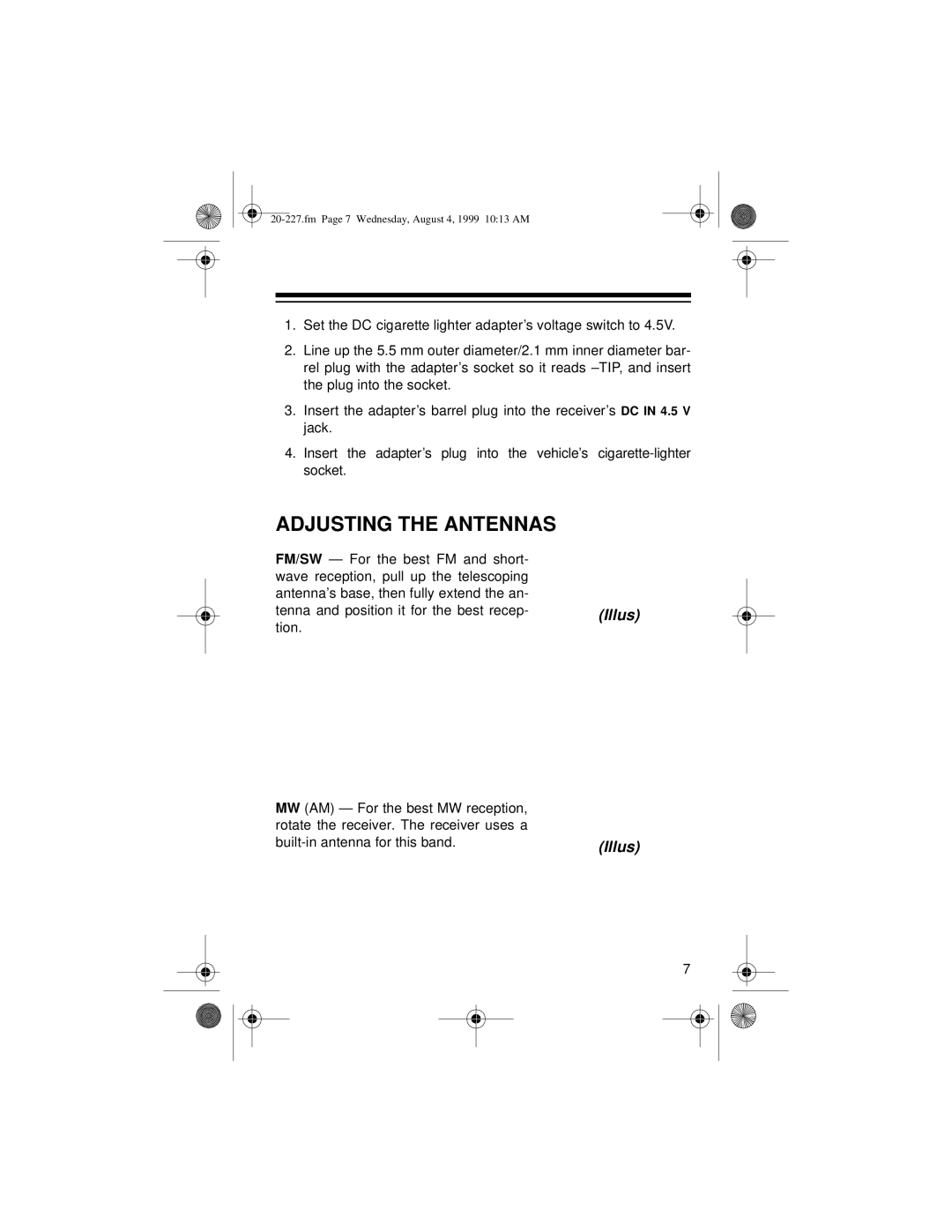 Radio Shack DX-397 owner manual Adjusting the Antennas 