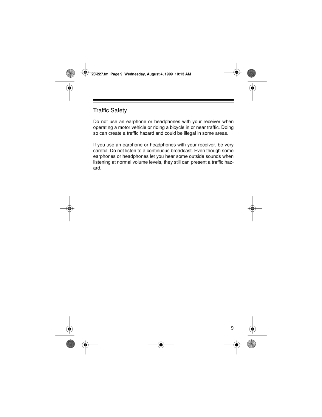 Radio Shack DX-397 owner manual Traffic Safety 