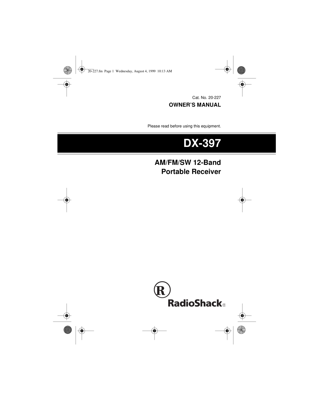 Radio Shack DX-397 owner manual AM/FM/SW 12-Band Portable Receiver 