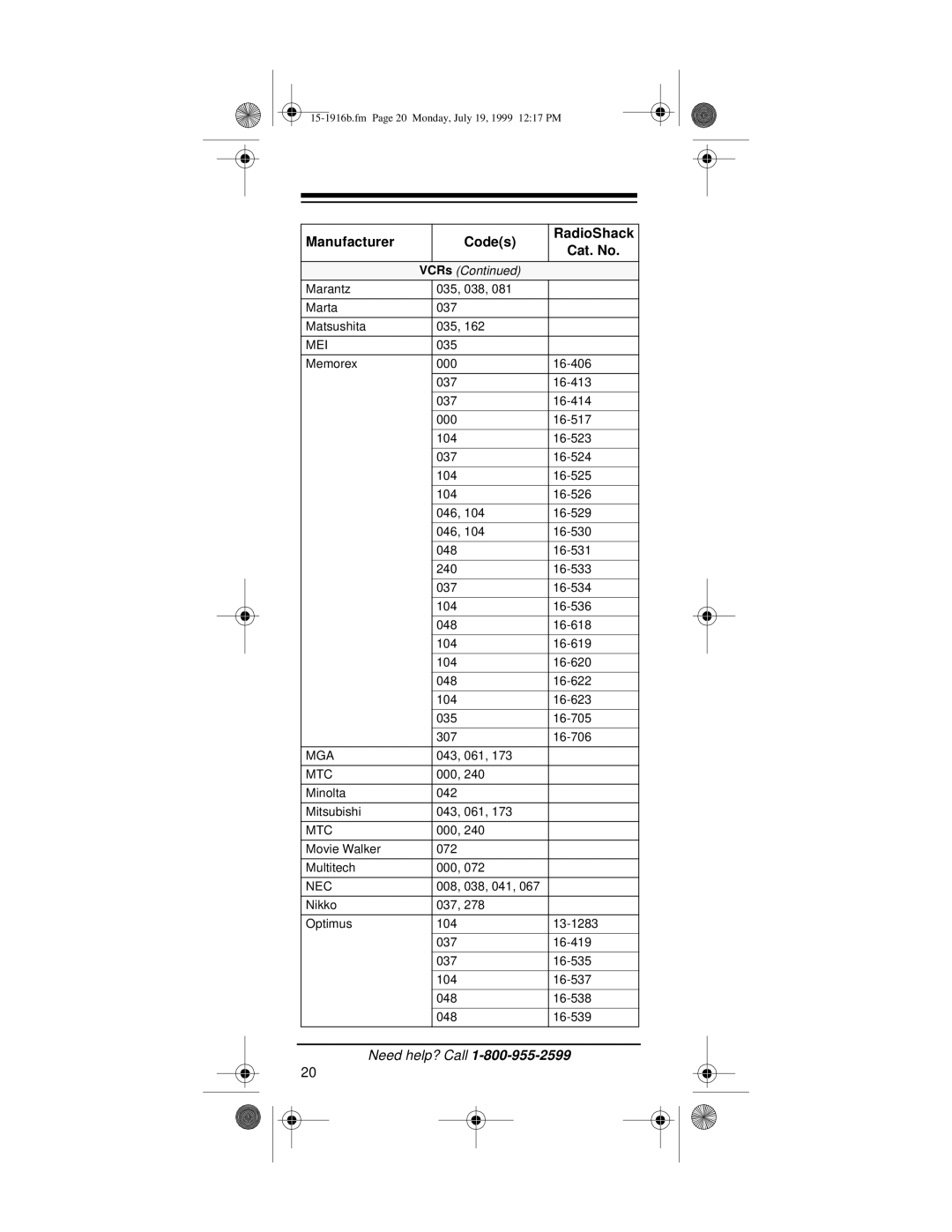 Radio Shack Easy Remote owner manual Mei, Mga 