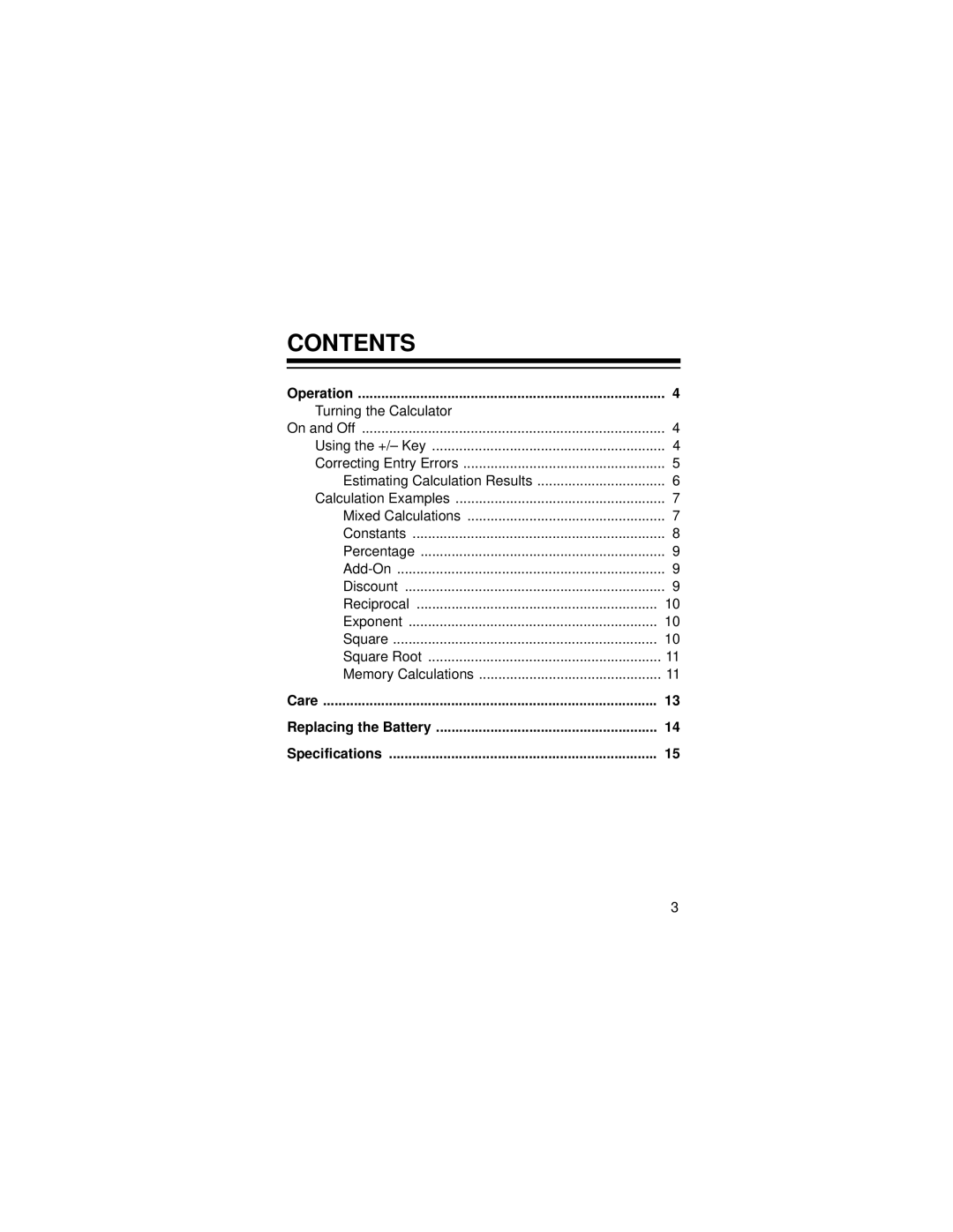 Radio Shack EC-2037 owner manual Contents 