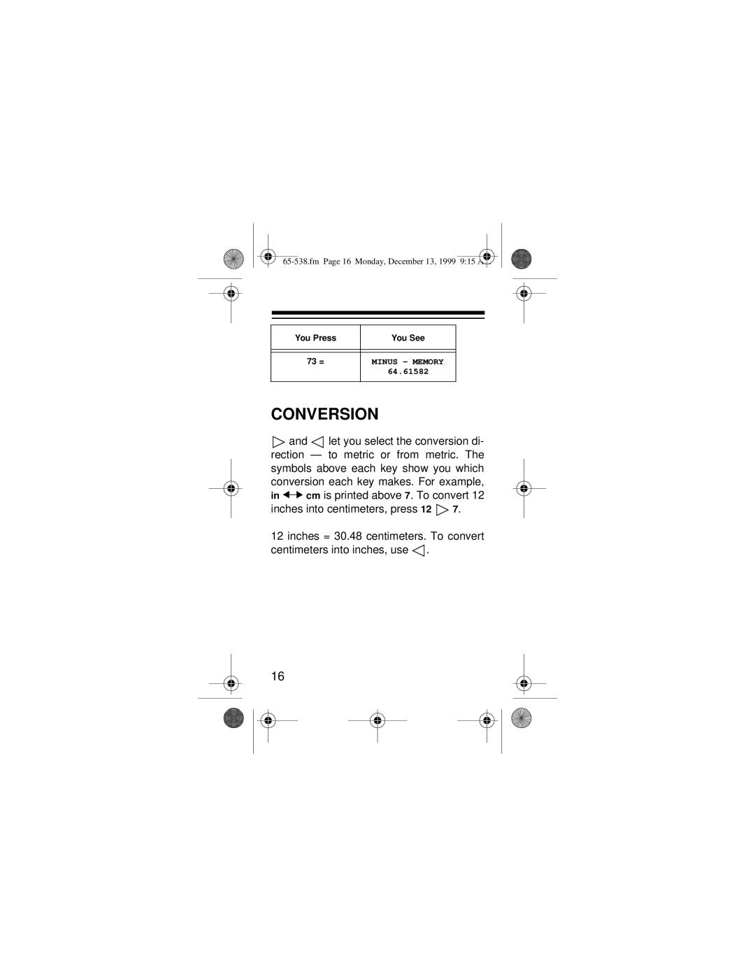 Radio Shack EC-252 owner manual Conversion 