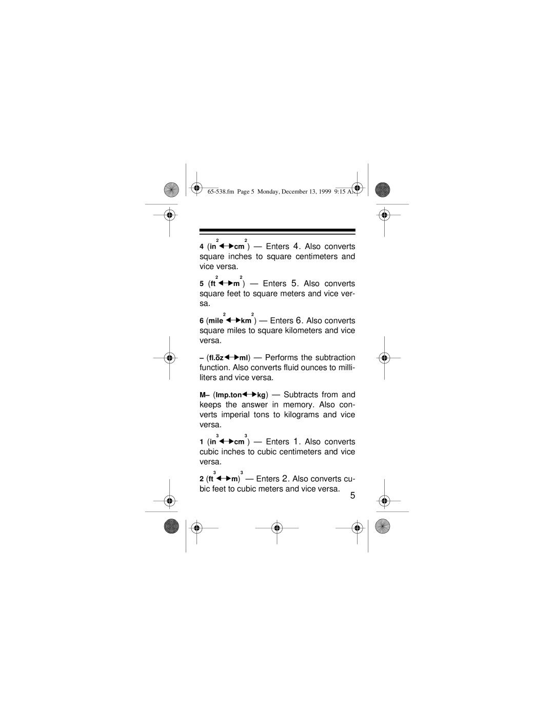 Radio Shack EC-252 owner manual Enters 5. Also converts 