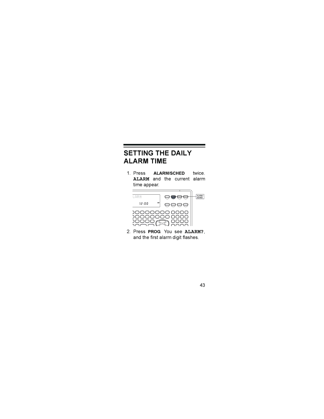 Radio Shack EC-291 owner manual Setting the Daily Alarm Time 