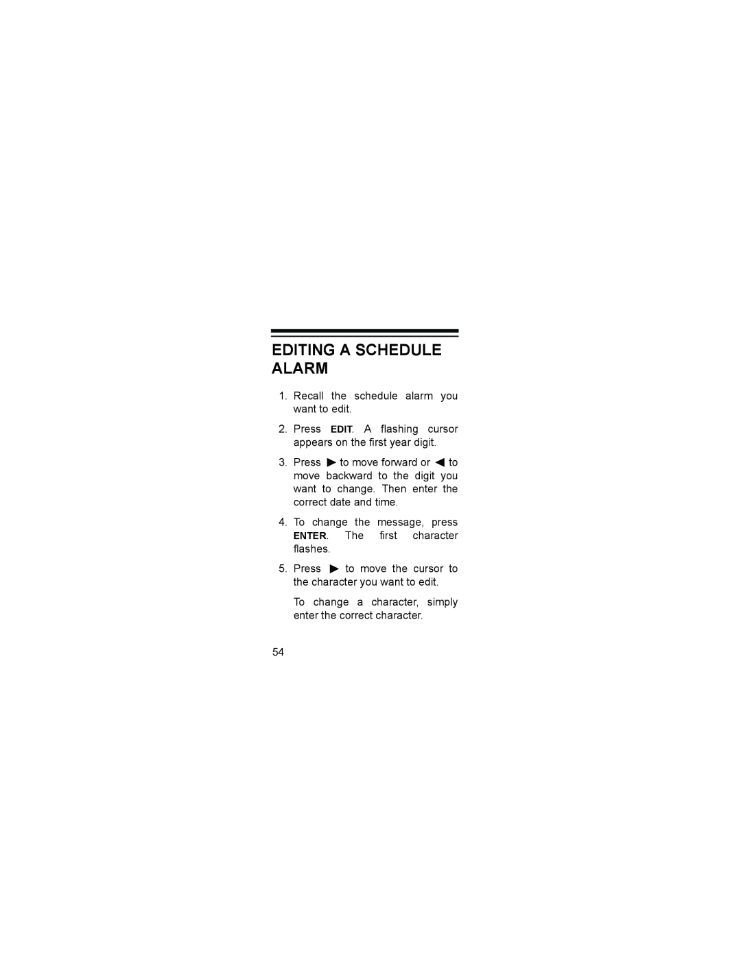 Radio Shack EC-291 owner manual Editing a Schedule Alarm 