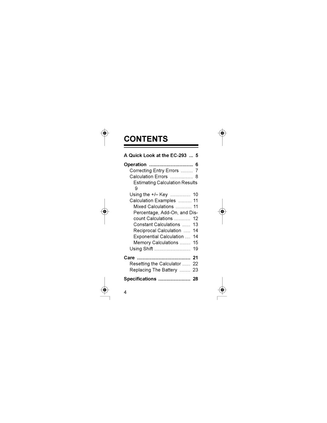 Radio Shack EC-293 manual 217176ý, $ý4XLFNý/RRNýDWýWKHý&ðëäêý ïïï ýè, 0LHGý&DOFXODWLRQVý ïïïïïïïïïïïïýìì 