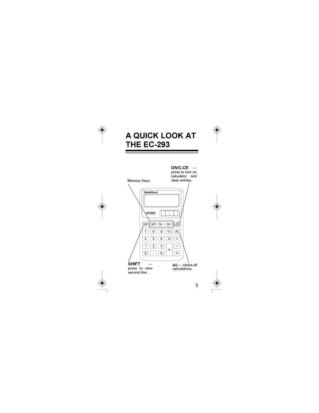 Radio Shack EC-293 manual $ý48,&.ý/22.ý$7ý 7+ý&ðëäê 