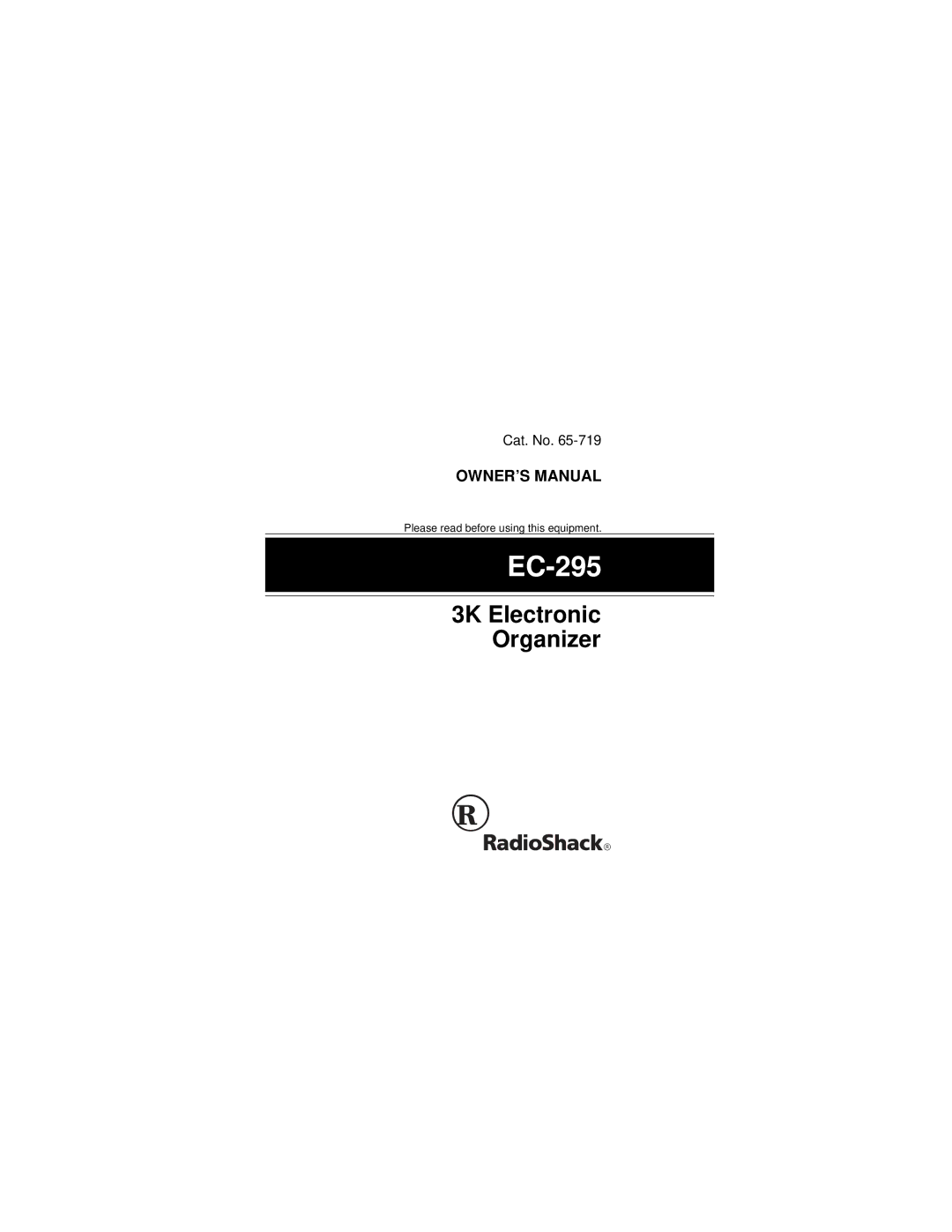 Radio Shack EC-295 owner manual 