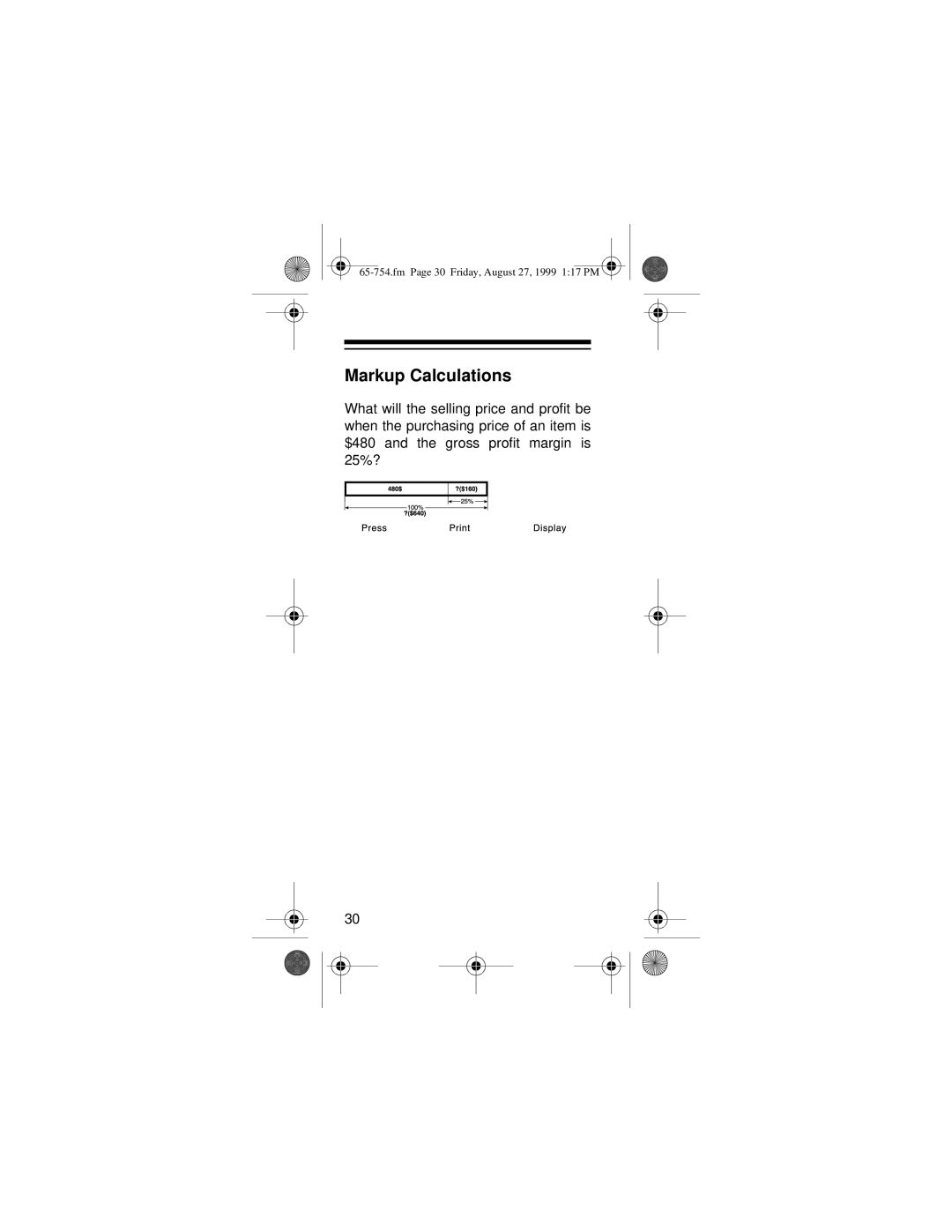 Radio Shack EC-3031 owner manual Markup Calculations 