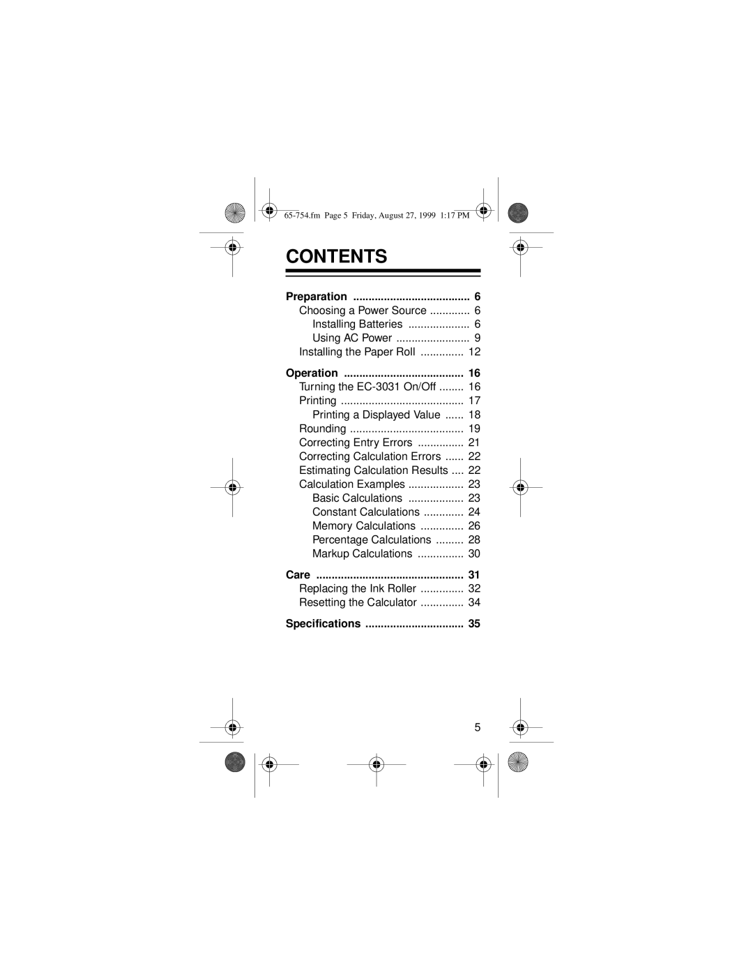 Radio Shack EC-3031 owner manual Contents 