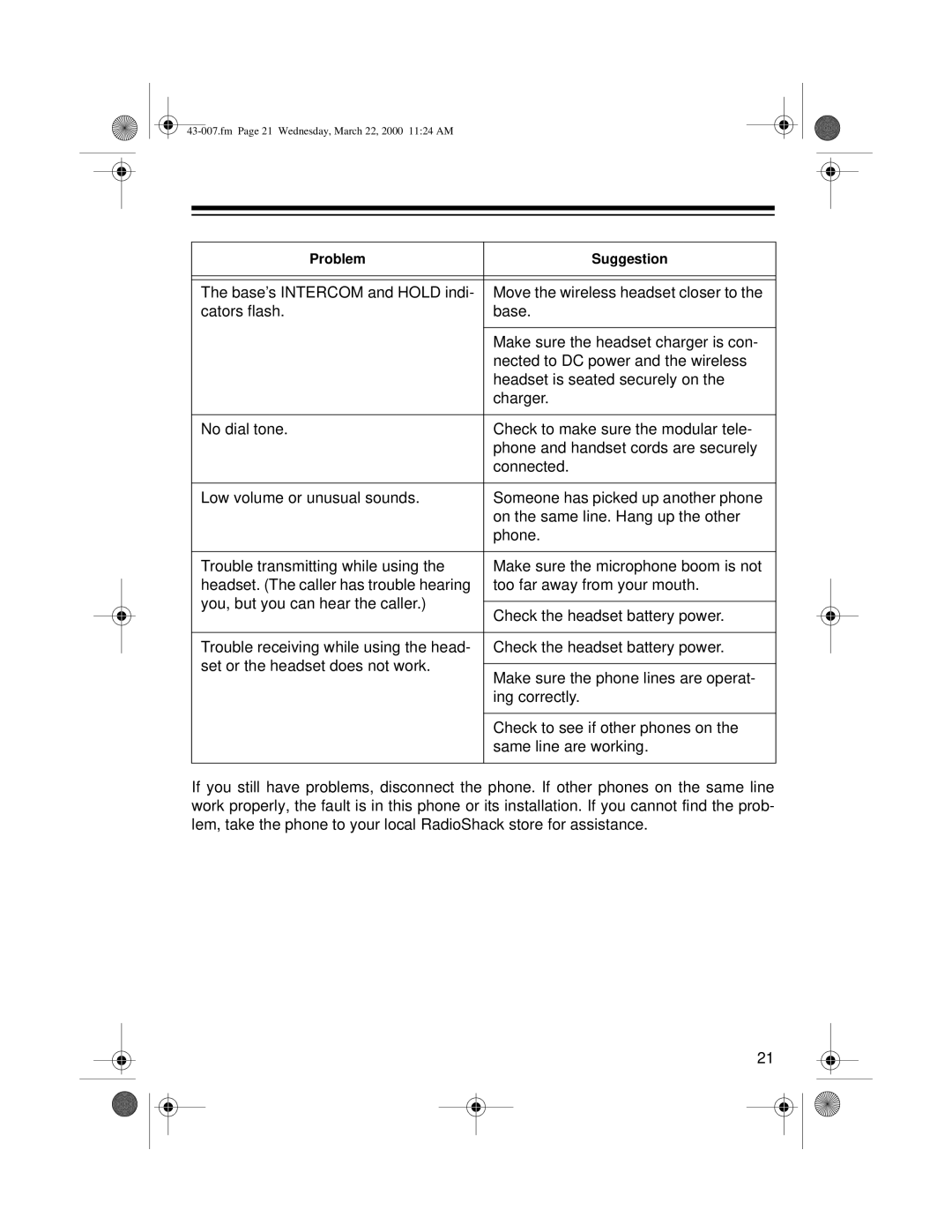 Radio Shack ET-007 owner manual Fm Page 21 Wednesday, March 22, 2000 1124 AM 