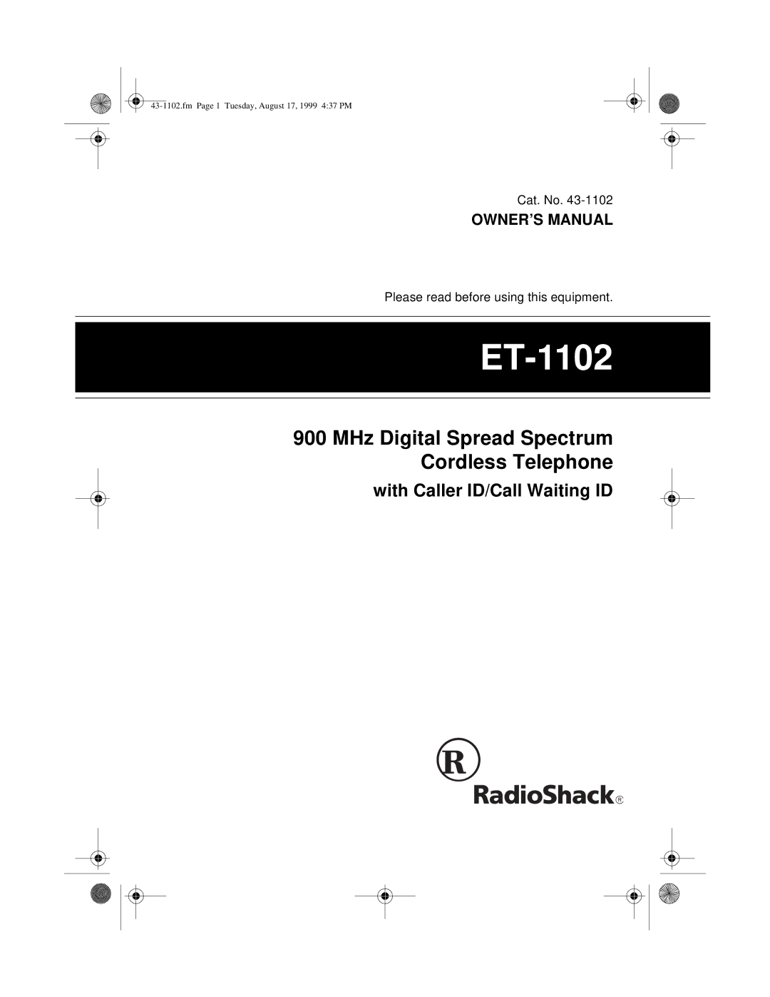 Radio Shack ET-1102 owner manual 