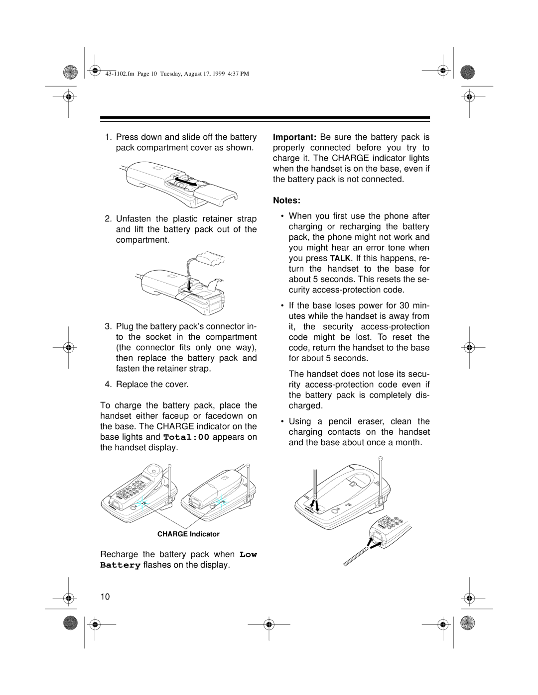 Radio Shack ET-1102 owner manual Charge Indicator 