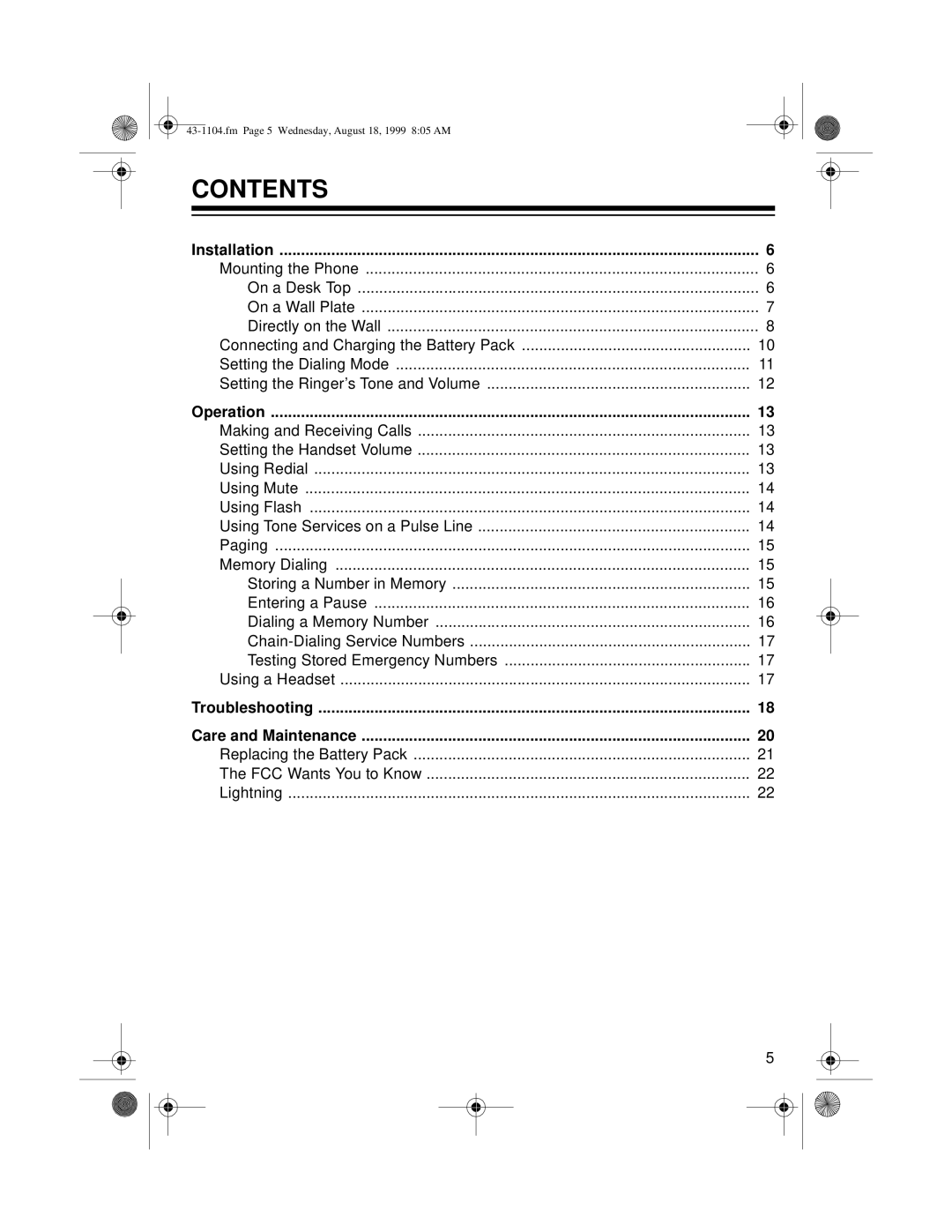 Radio Shack ET-1104 owner manual Contents 