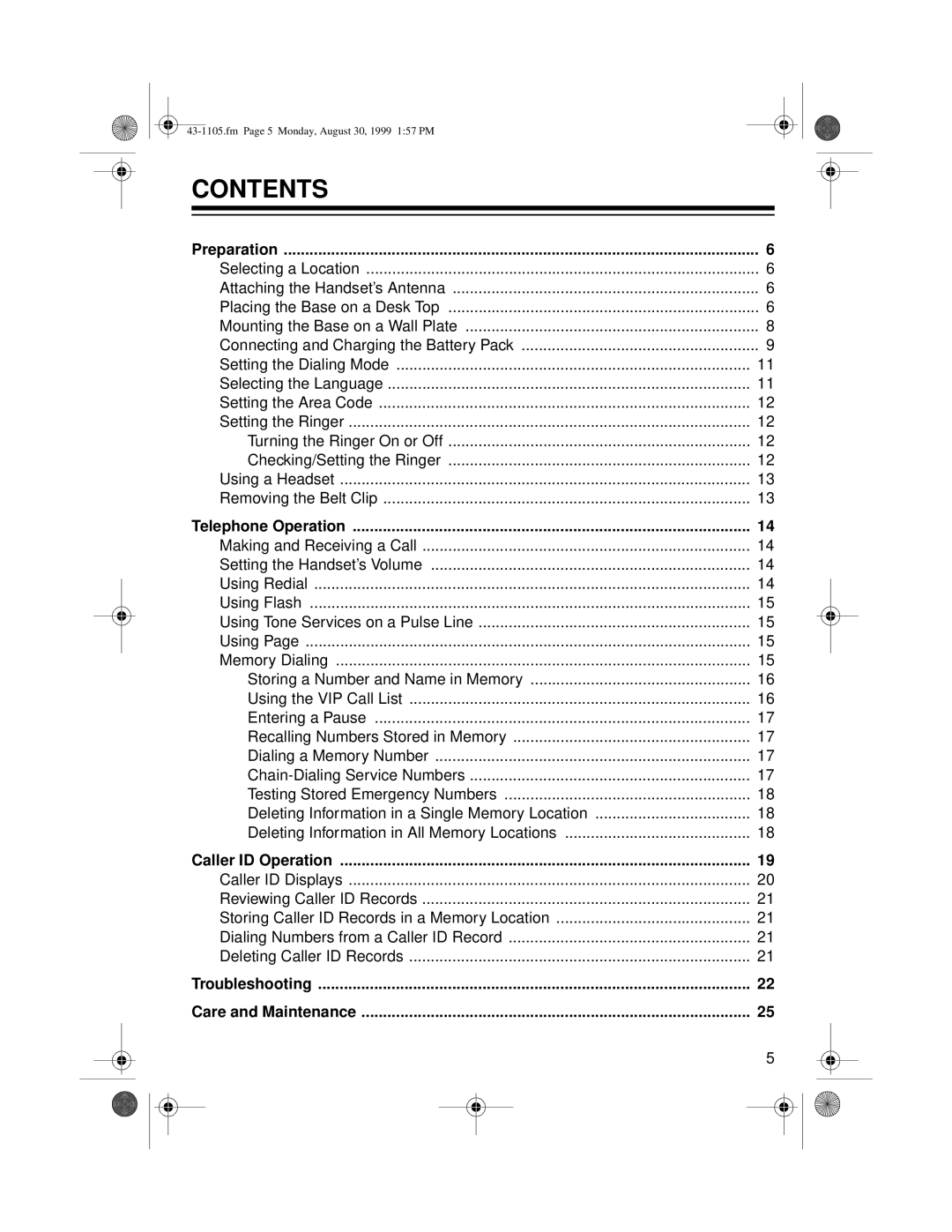 Radio Shack ET-1105 owner manual Contents 