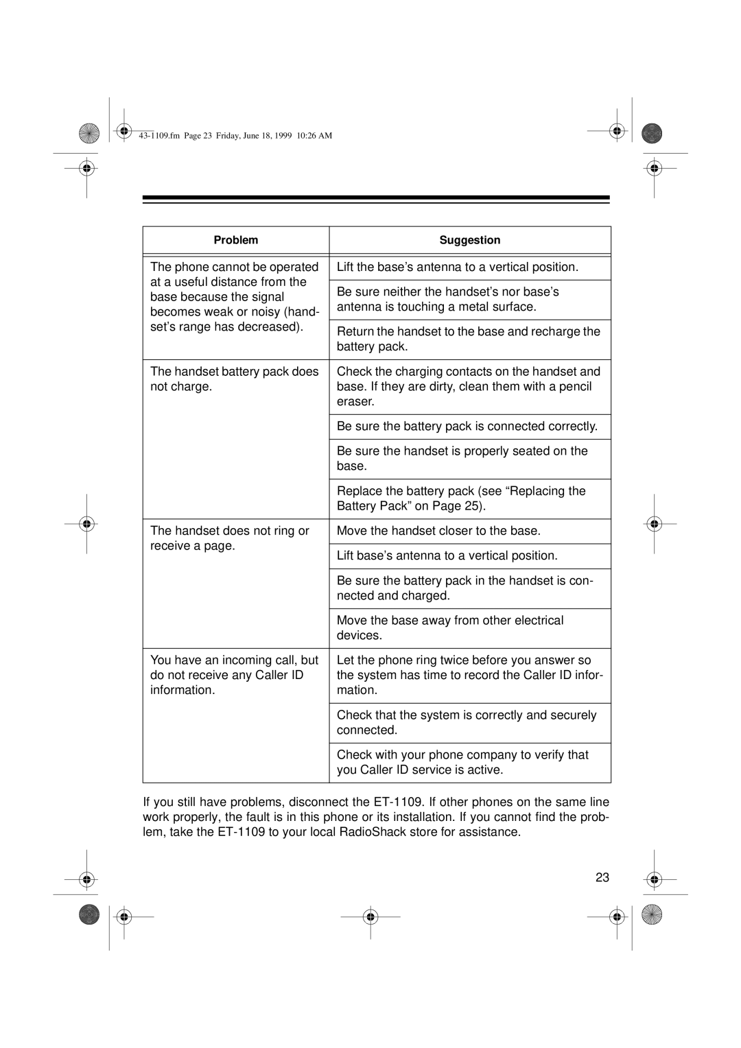 Radio Shack ET-1109 owner manual Fm Page 23 Friday, June 18, 1999 1026 AM 