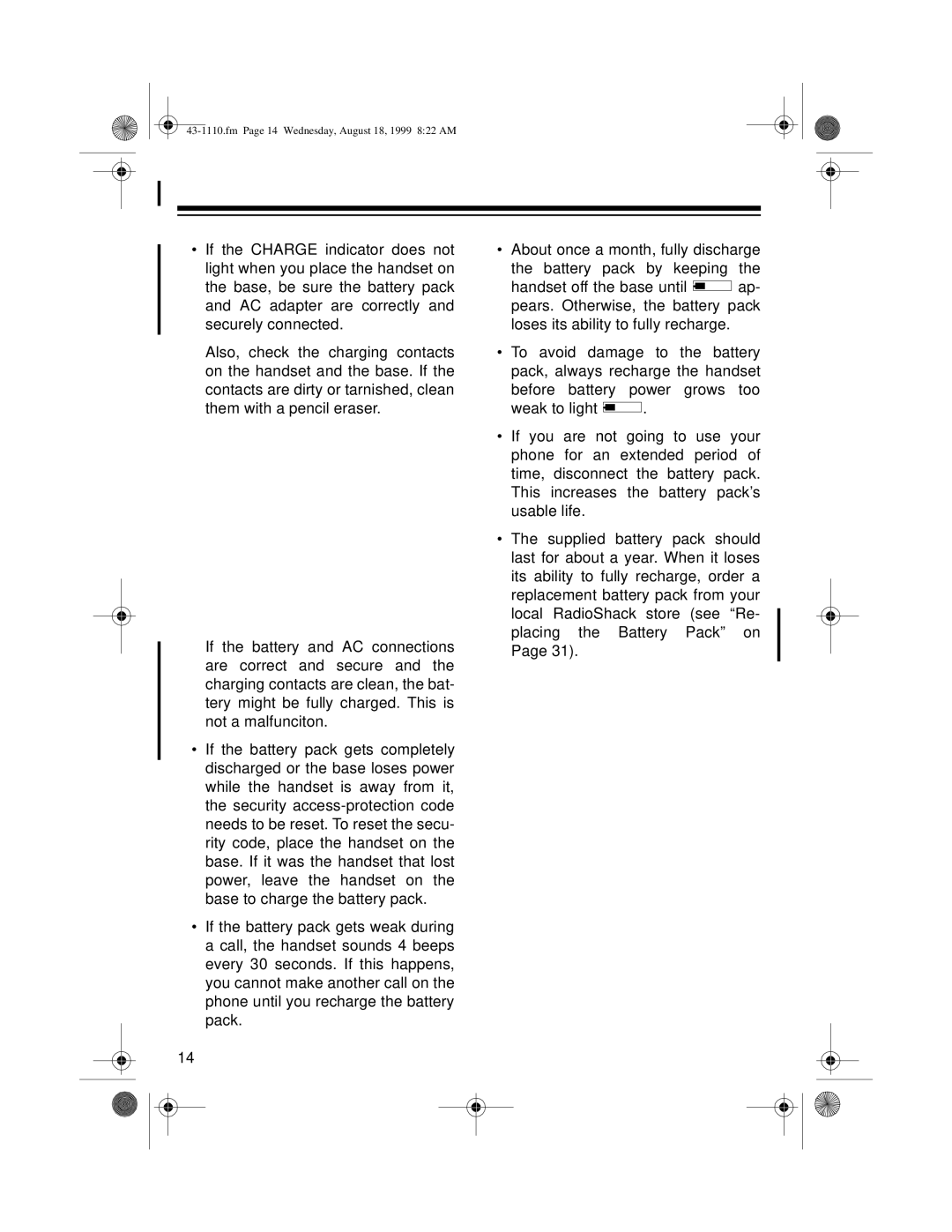 Radio Shack ET-1110 owner manual Fm Page 14 Wednesday, August 18, 1999 822 AM 