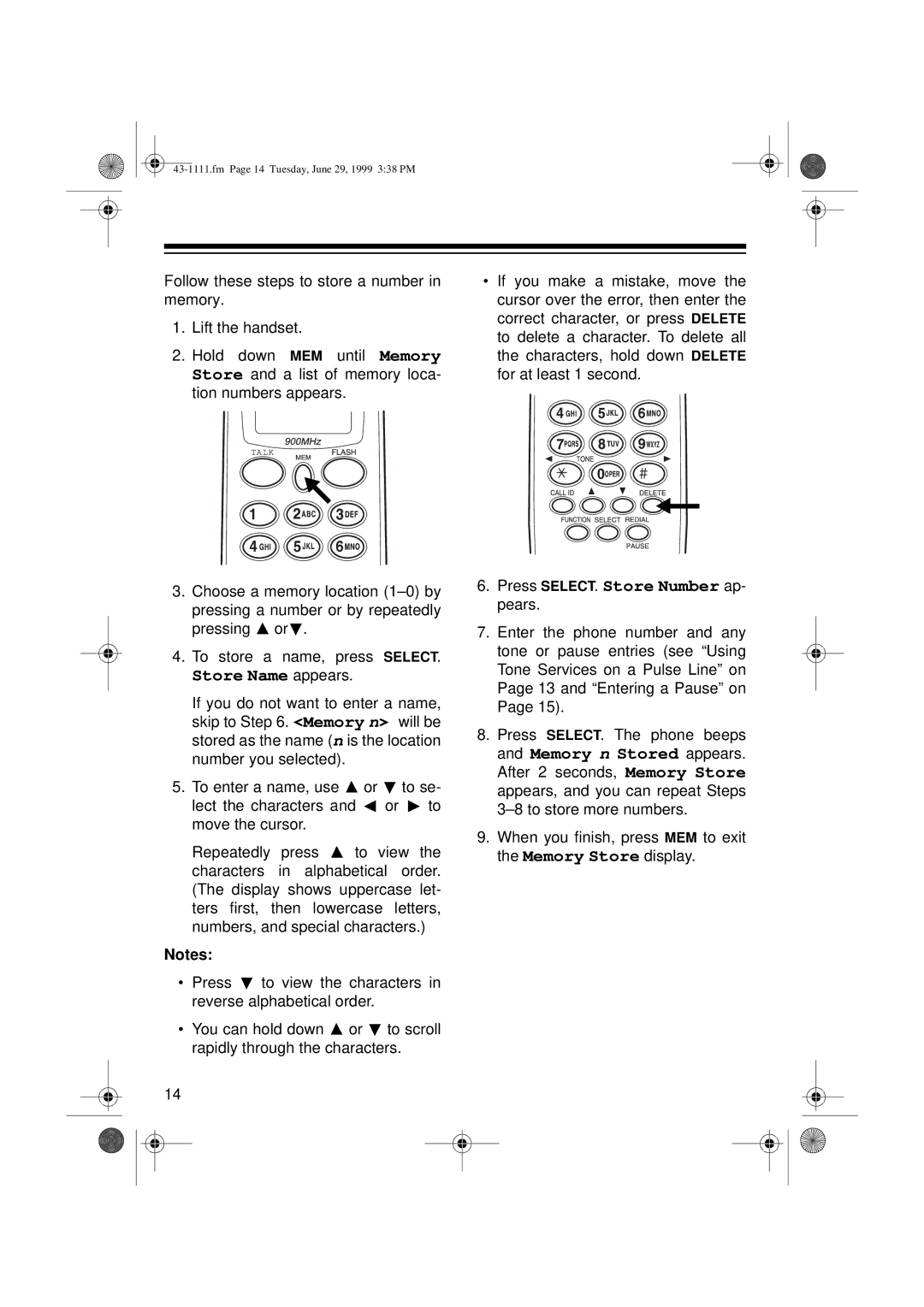 Radio Shack ET-1111 owner manual Store Name appears 