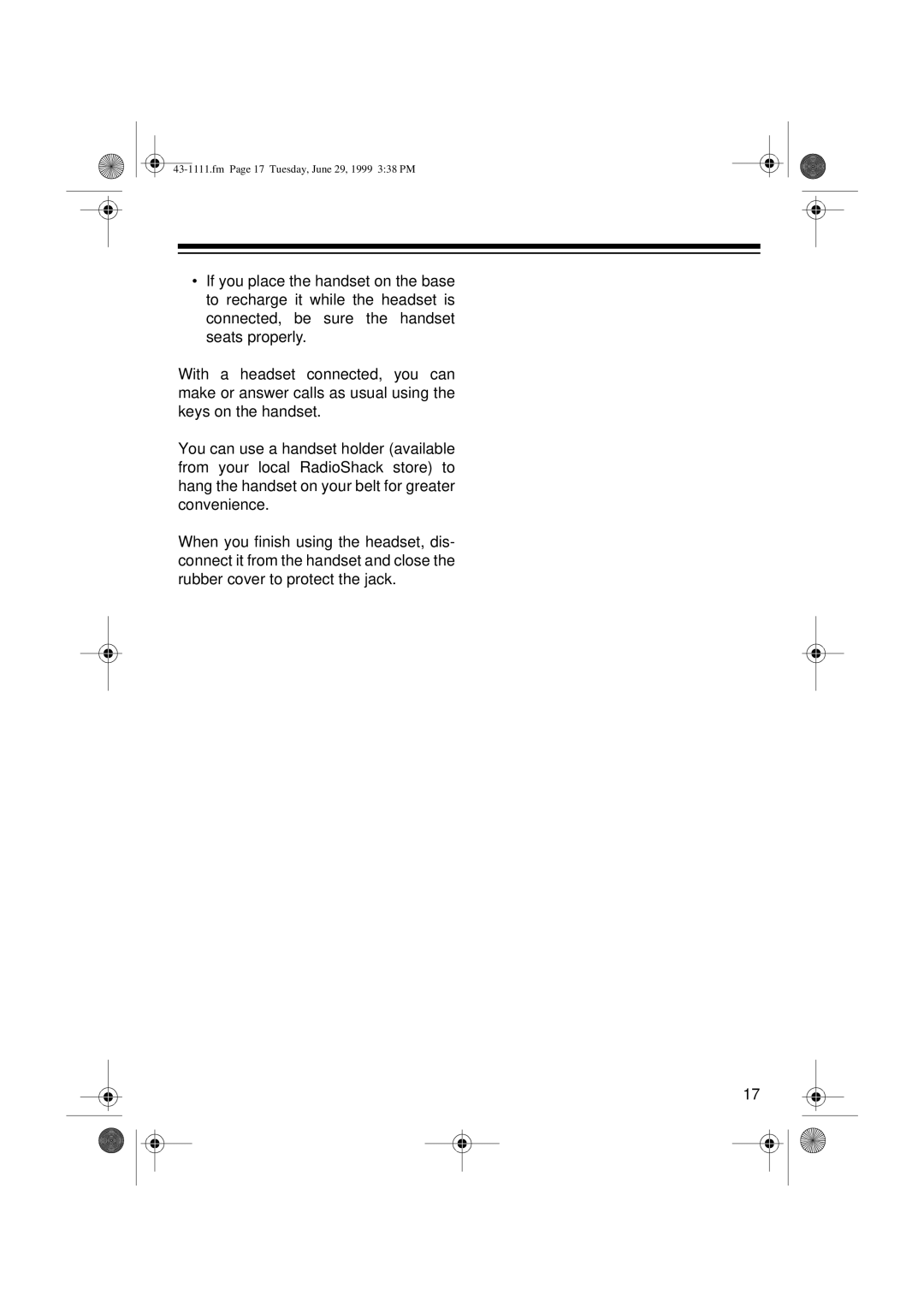 Radio Shack ET-1111 owner manual Fm Page 17 Tuesday, June 29, 1999 338 PM 