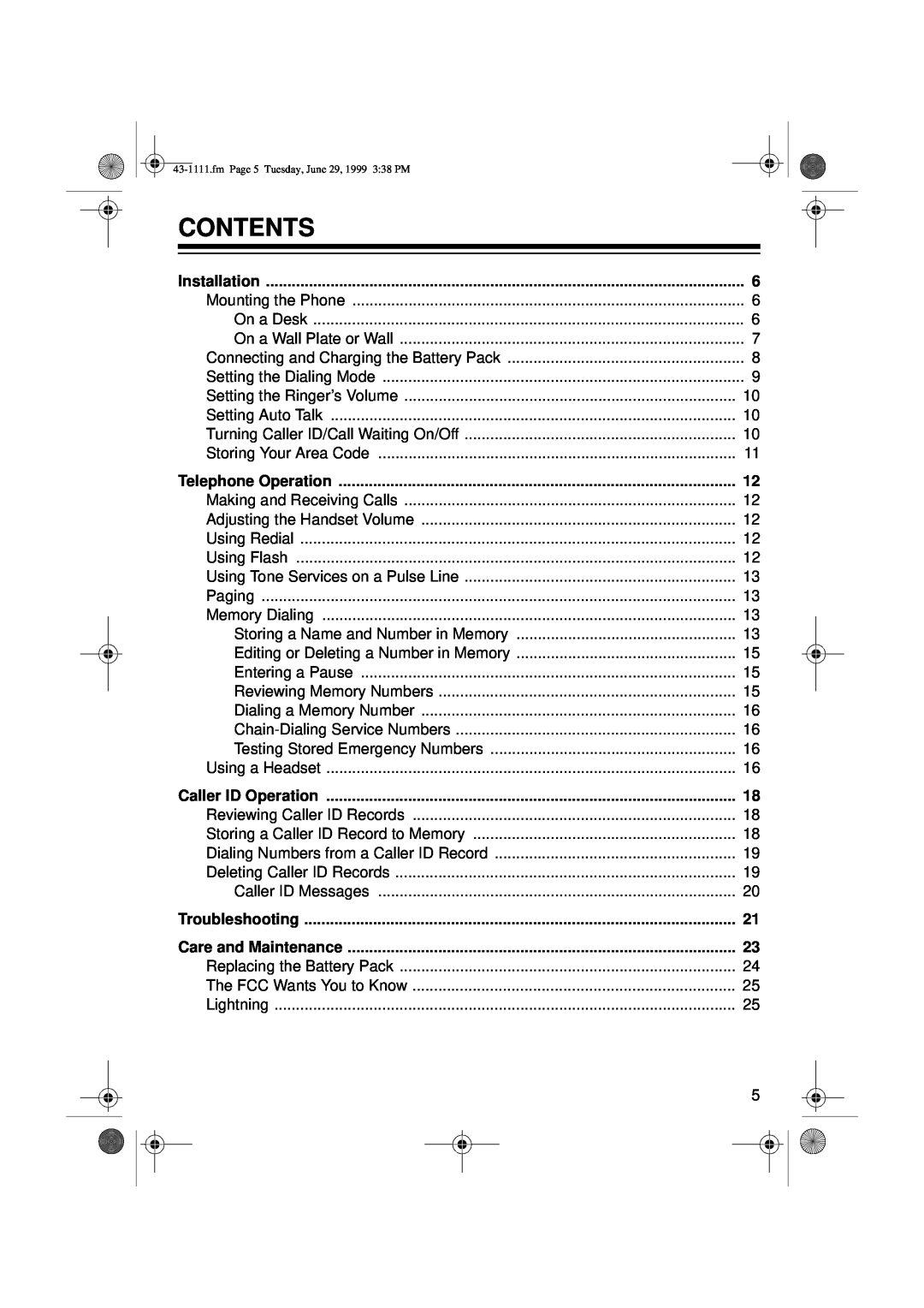 Radio Shack ET-1111 owner manual Contents 
