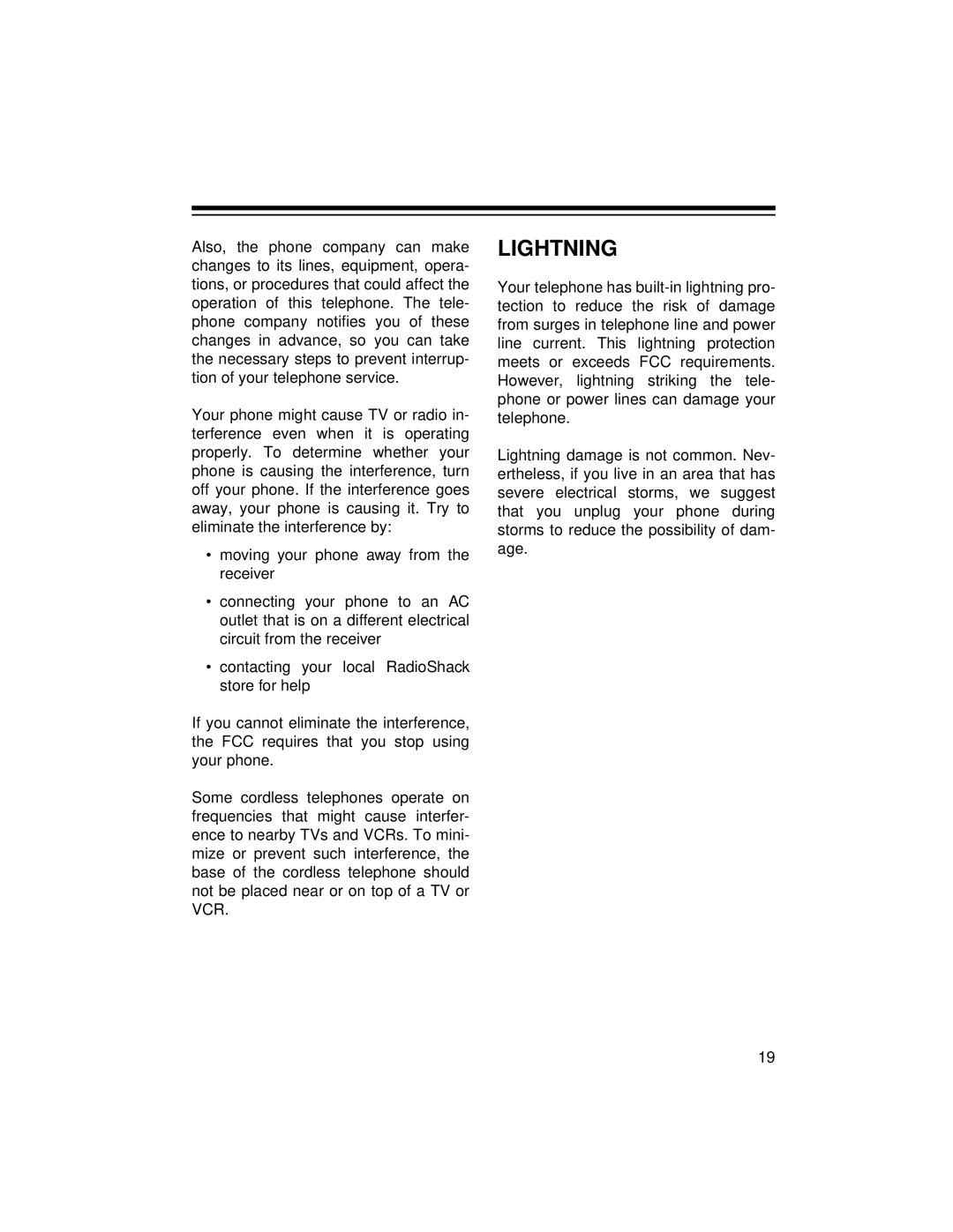 Radio Shack ET-1124 owner manual Lightning 