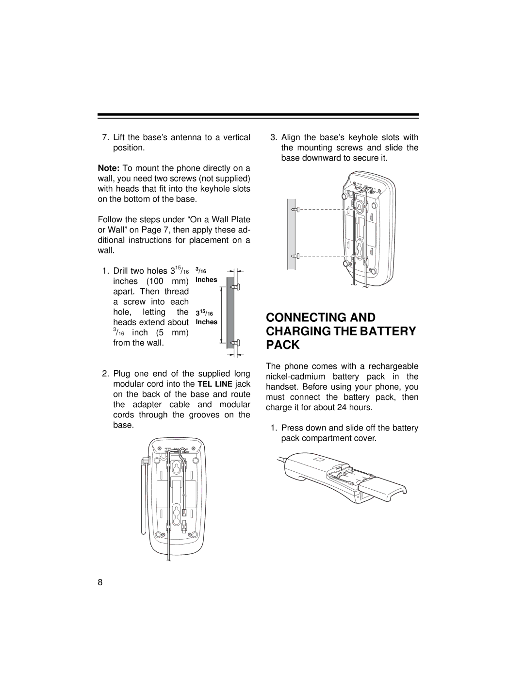 Radio Shack ET-1125 owner manual Connecting and Charging the Battery Pack 