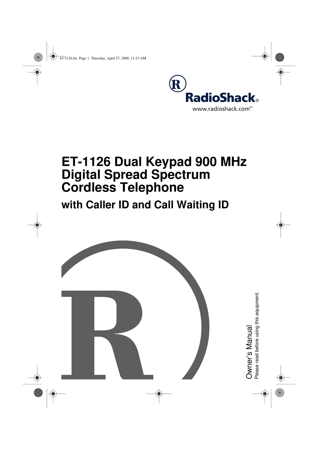 Radio Shack ET-1126 owner manual With Caller ID and Call Waiting ID 