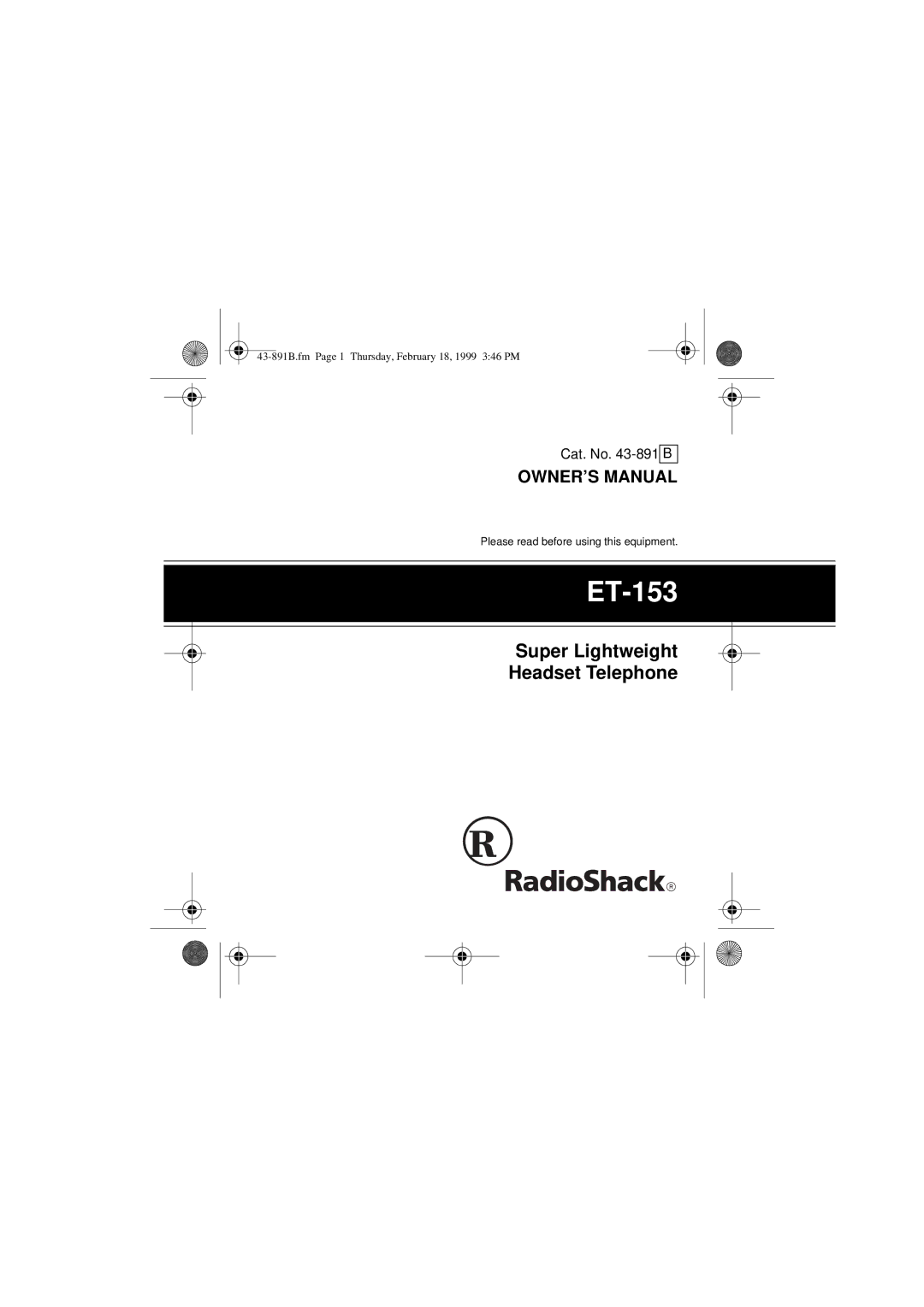 Radio Shack ET-153 owner manual 