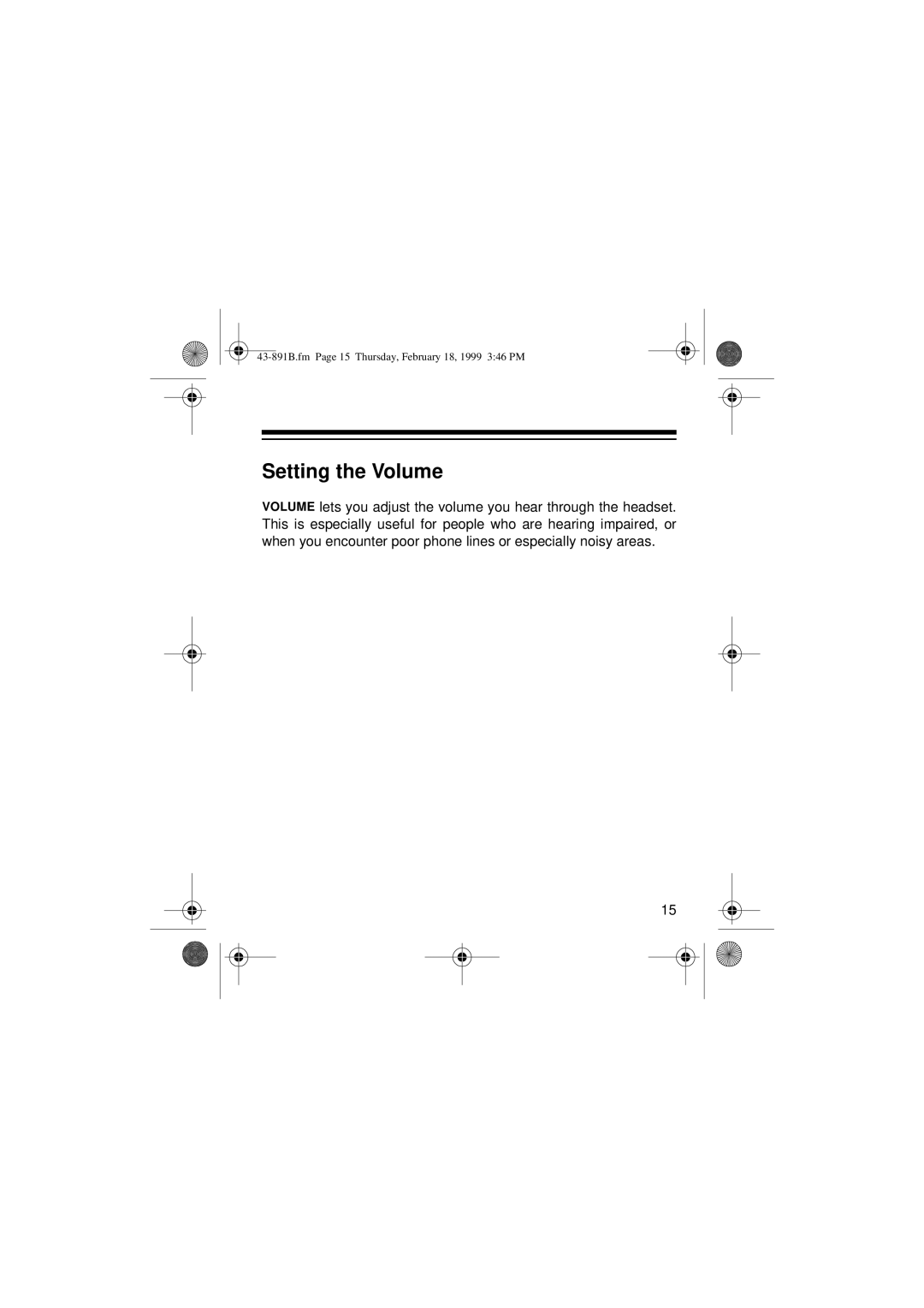 Radio Shack ET-153 owner manual Setting the Volume 